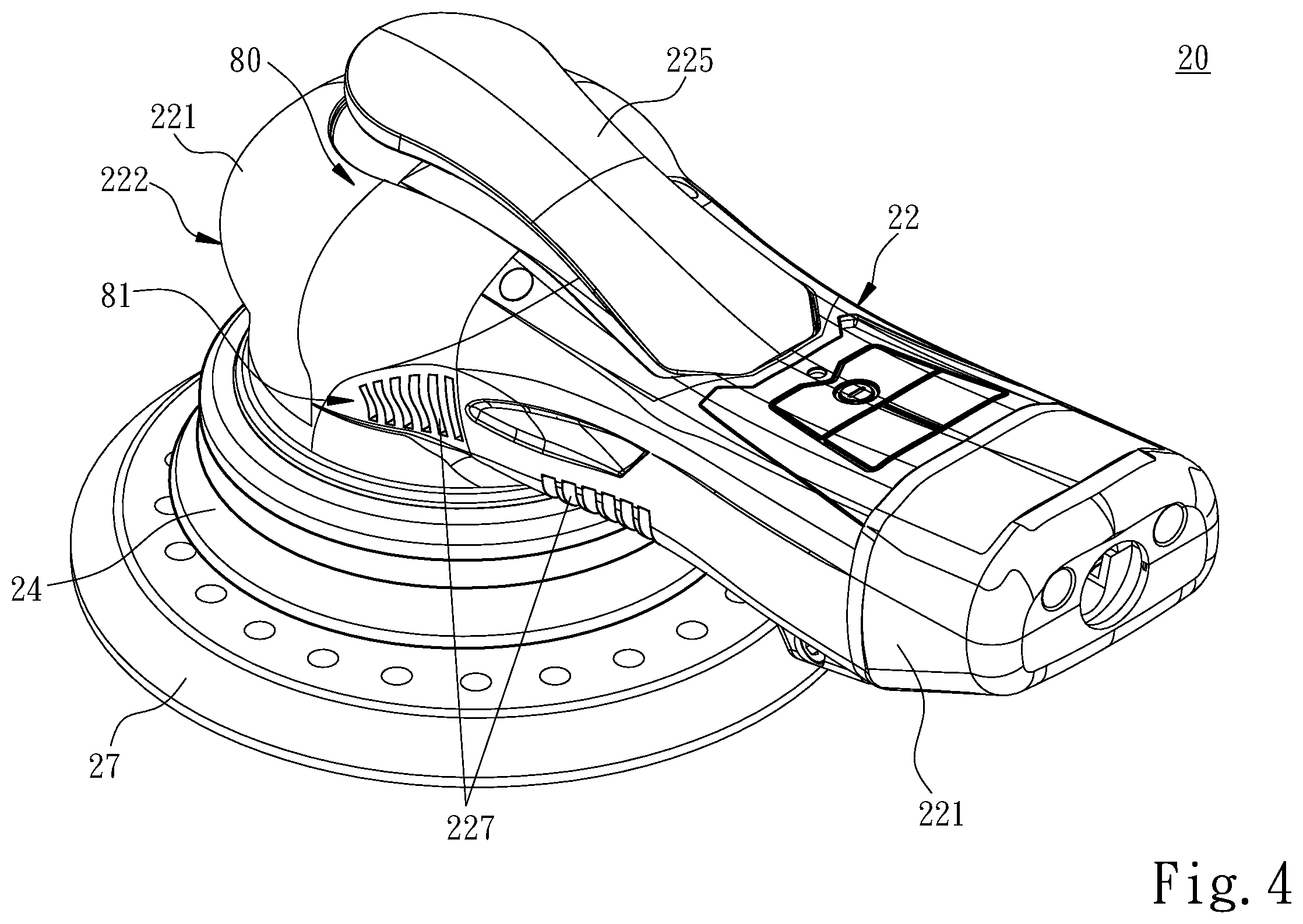 Patent US12508686 Figure 4 – Electric tool grinding machine