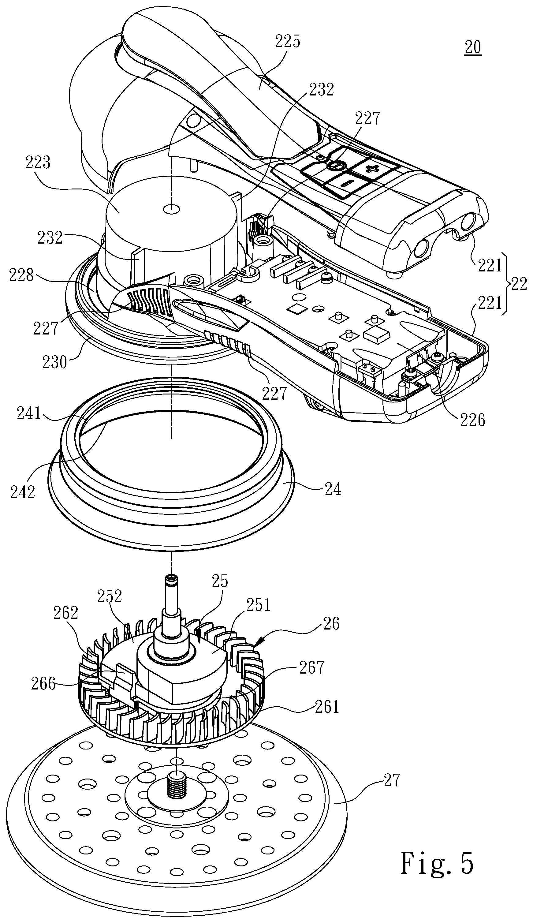 Patent US12508686 Figure 5 – Electric tool grinding machine