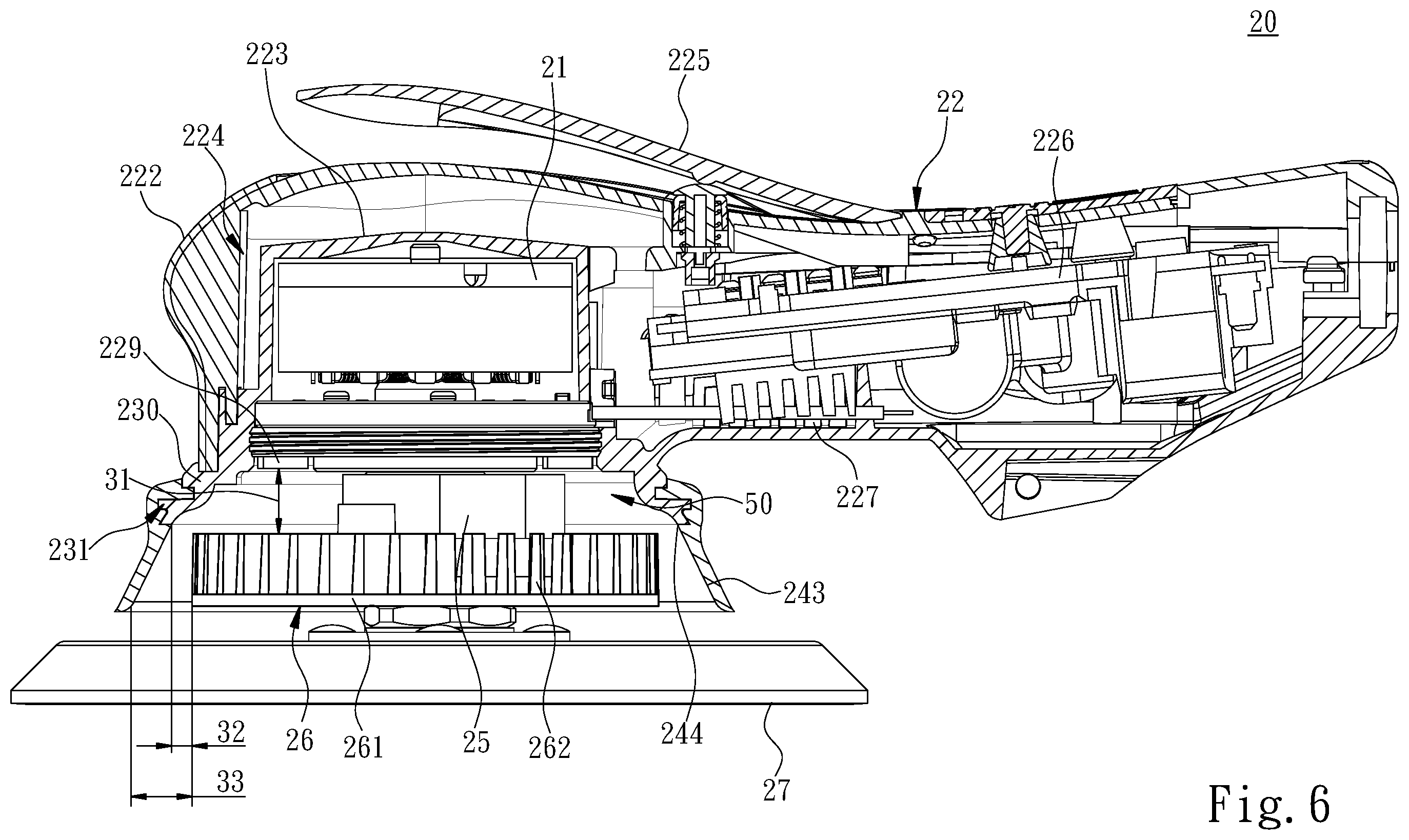 Patent US12508686 Figure 6 – Electric tool grinding machine