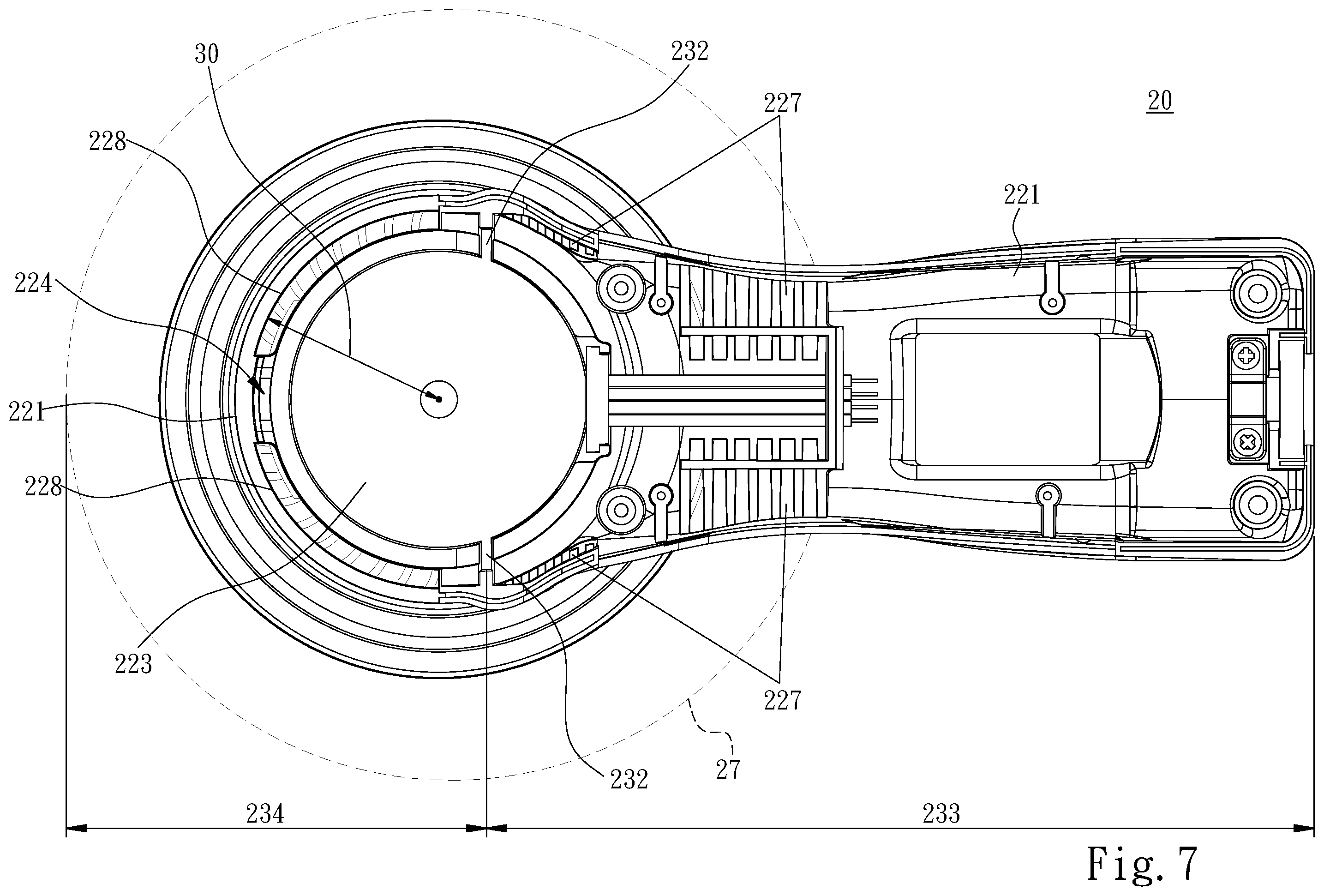 Patent US12508686 Figure 7 – Electric tool grinding machine