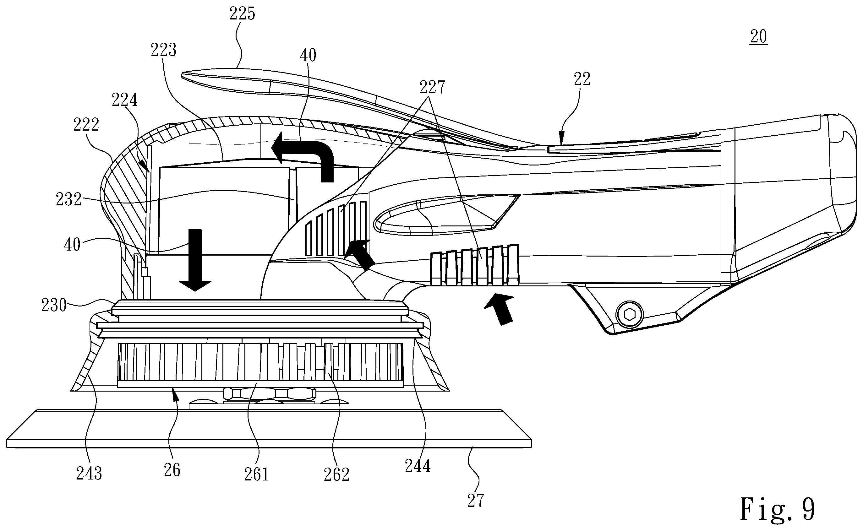 Patent US12508686 Figure 9 – Electric tool grinding machine