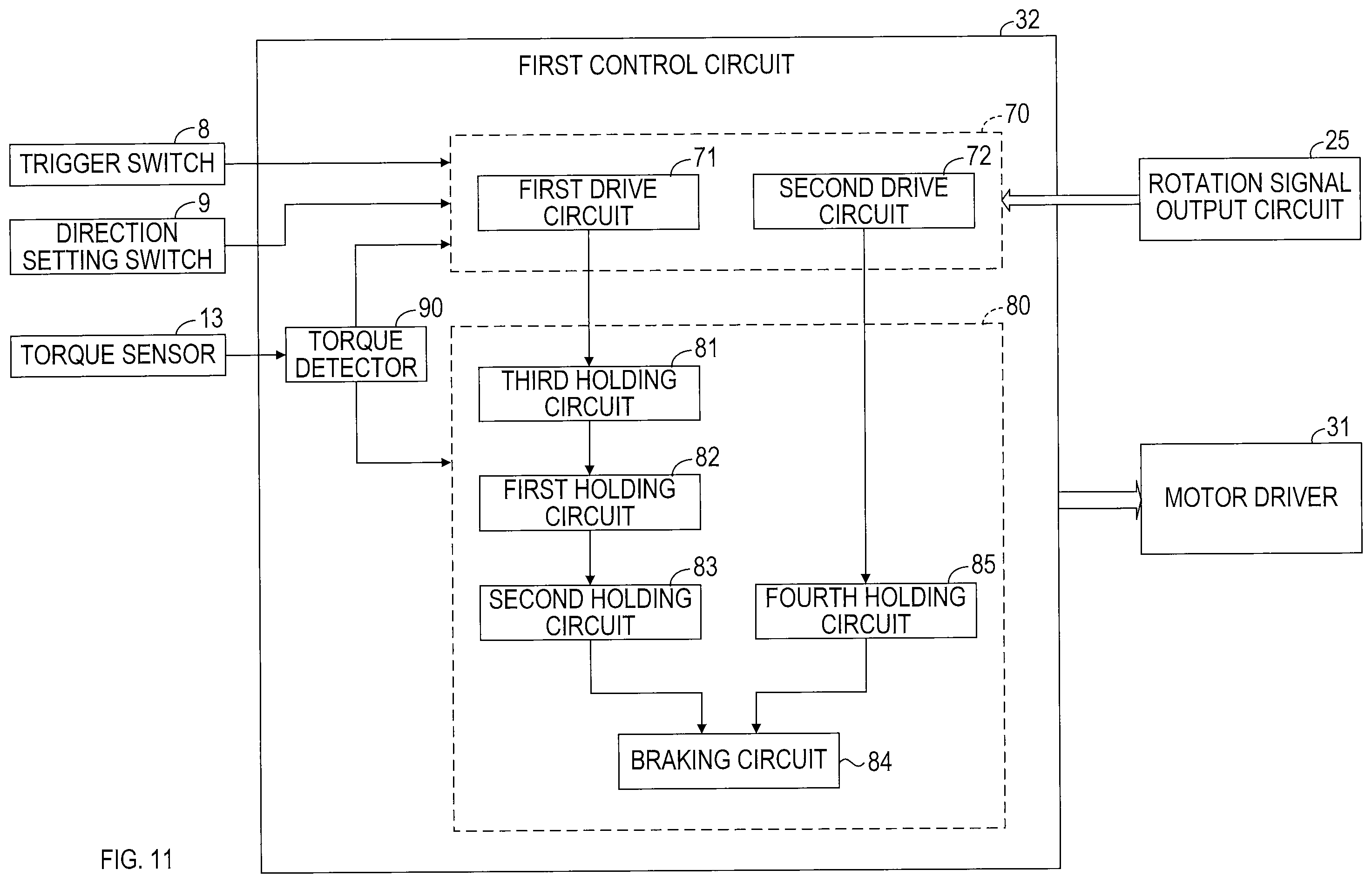 Patent US12508693 Figure 11 – Technique for controlling motor in electric power tool