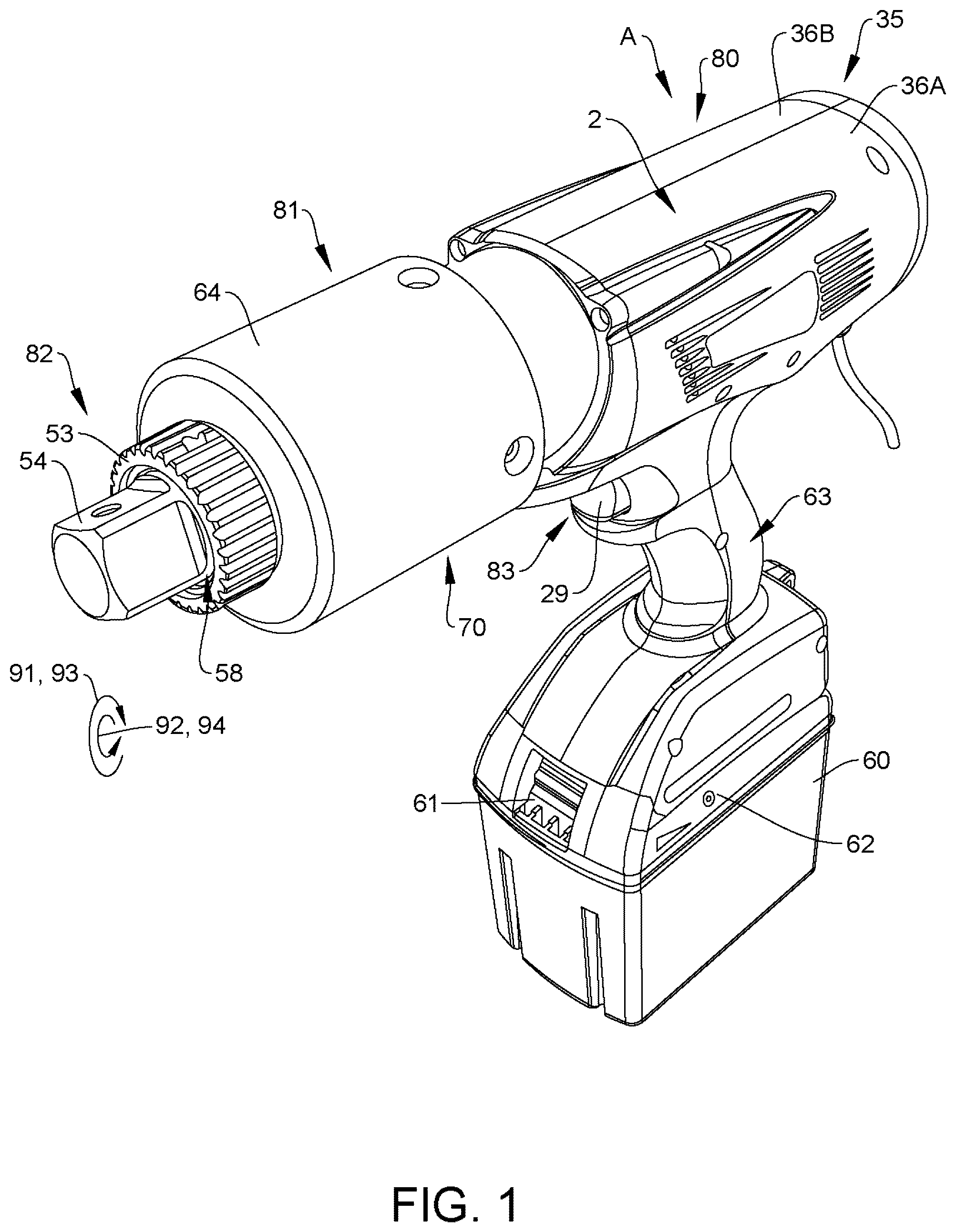 Patent US12508695 Figure 1 – Apparatus for tightening threaded fasteners