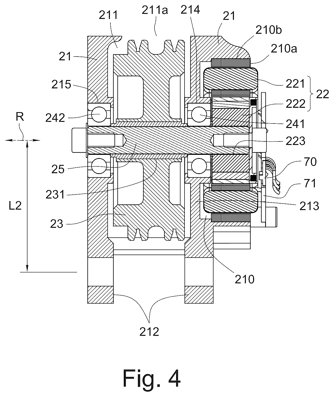 Patent US12508699 Figure 4 – Rotary drive assembly of an electric nail gun