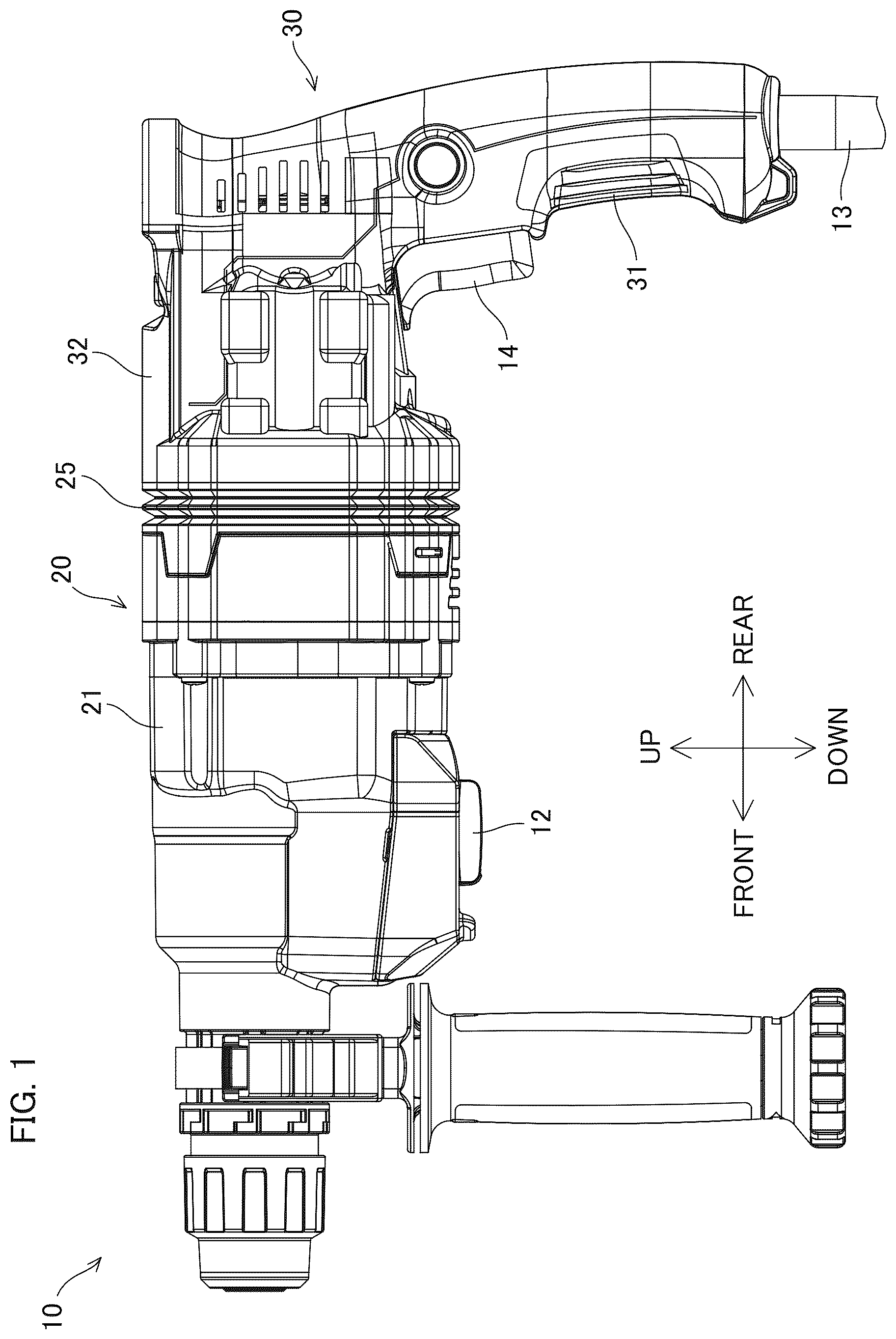 Patent US12508700 Figure 1 – Power tool having a hammer mechanism