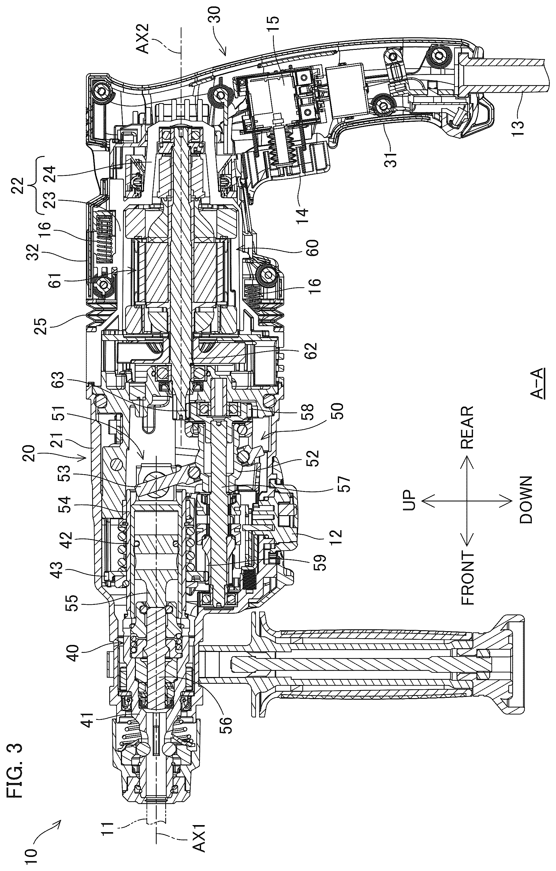 Patent US12508700 Figure 3 – Power tool having a hammer mechanism