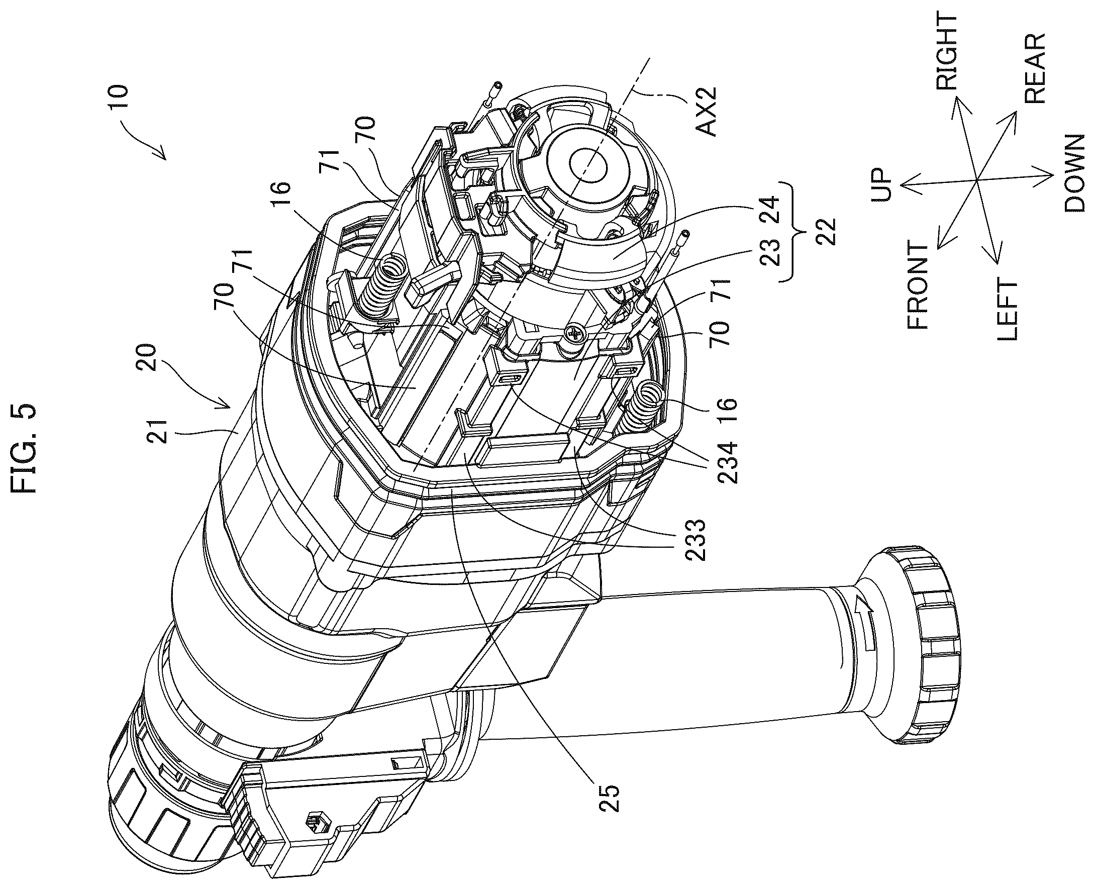 Patent US12508700 Figure 5 – Power tool having a hammer mechanism