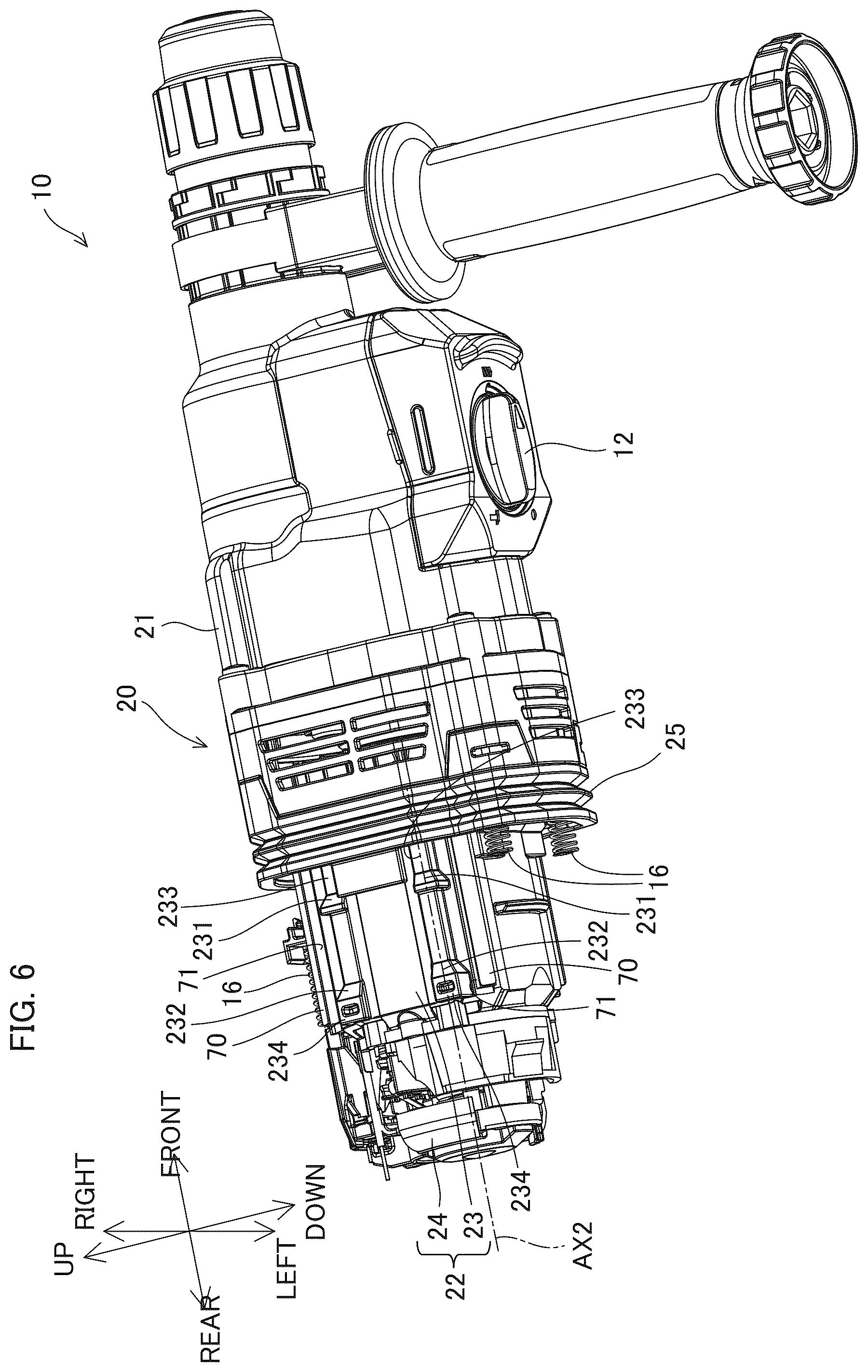 Patent US12508700 Figure 6 – Power tool having a hammer mechanism