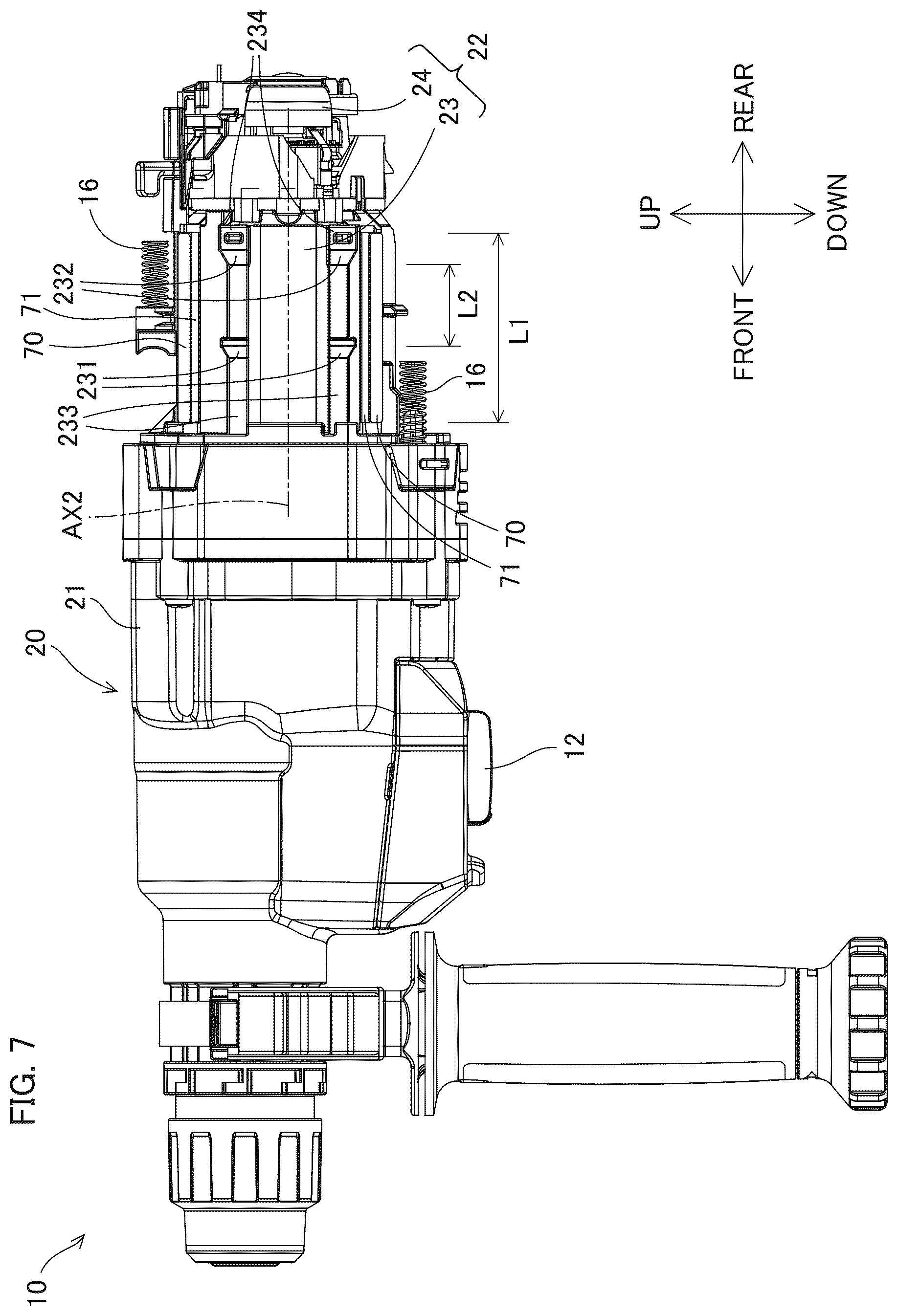 Patent US12508700 Figure 7 – Power tool having a hammer mechanism