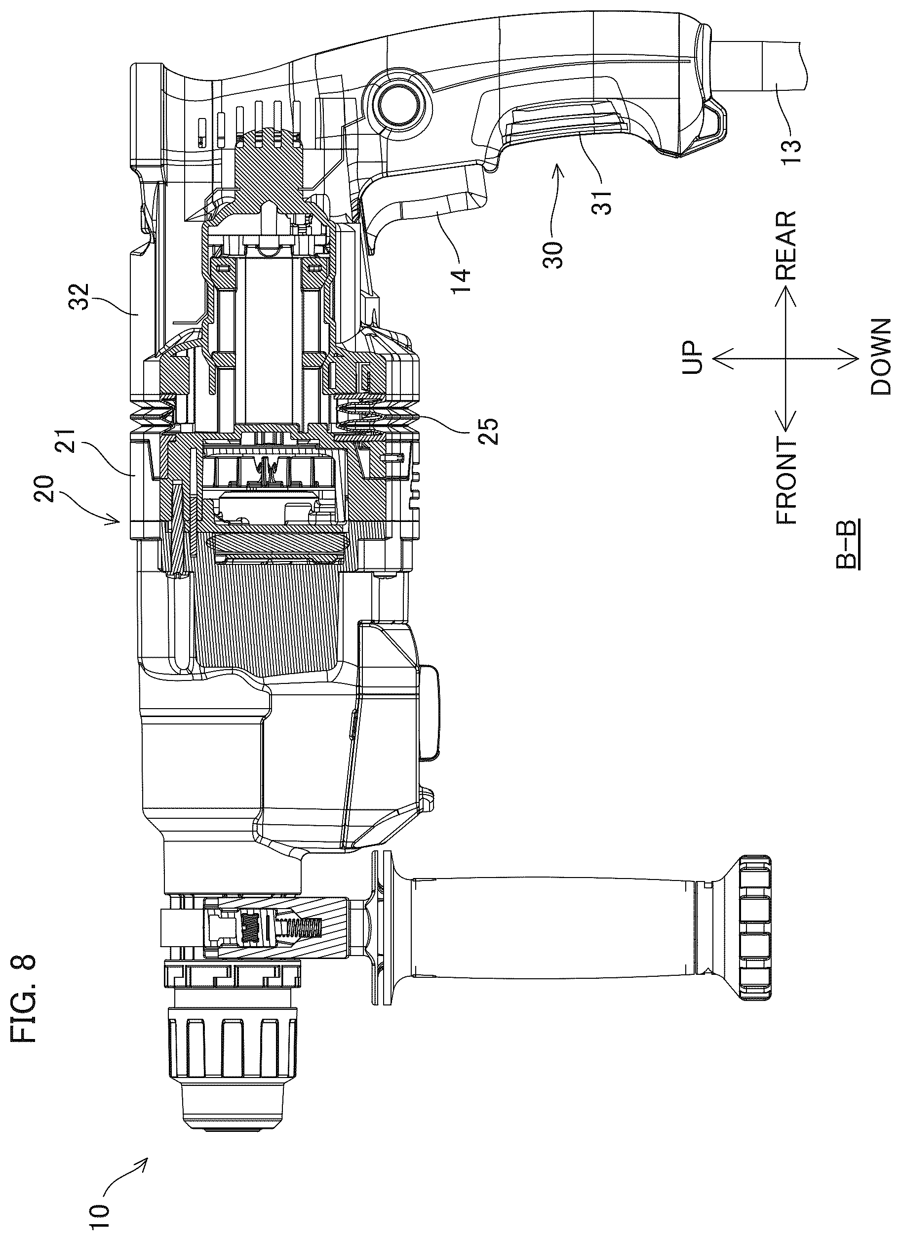 Patent US12508700 Figure 8 – Power tool having a hammer mechanism