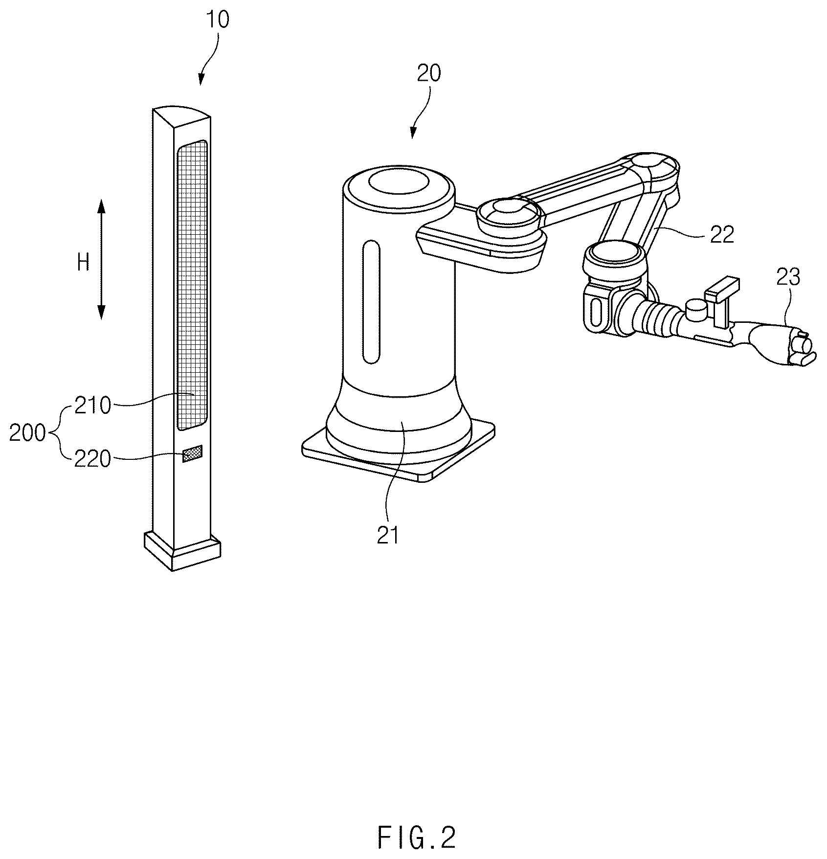 Patent US12508709 Figure 2 – Safety detecting device and a safety detecting system including the same
