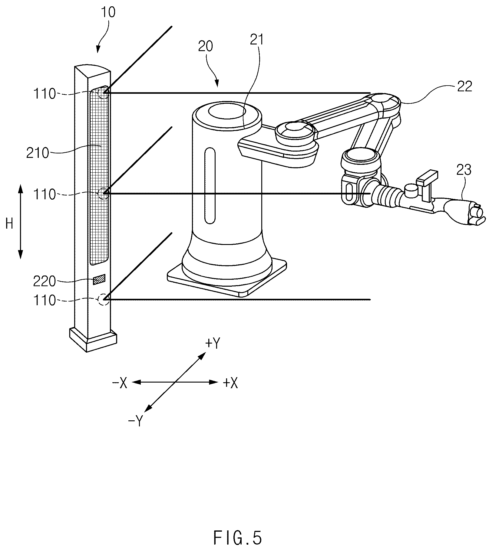 Patent US12508709 Figure 5 – Safety detecting device and a safety detecting system including the same