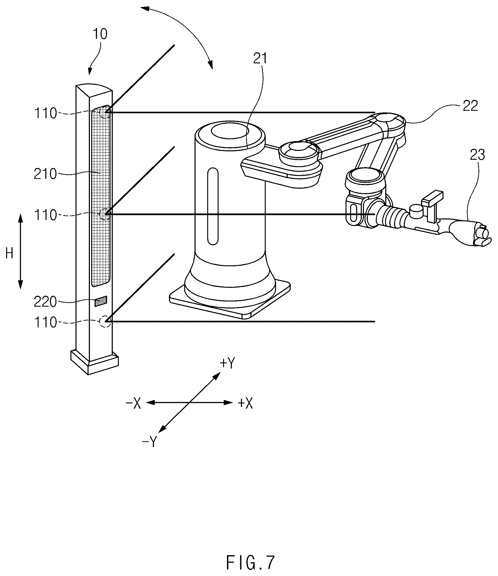 Patent US12508709 Figure 7 – Safety detecting device and a safety detecting system including the same
