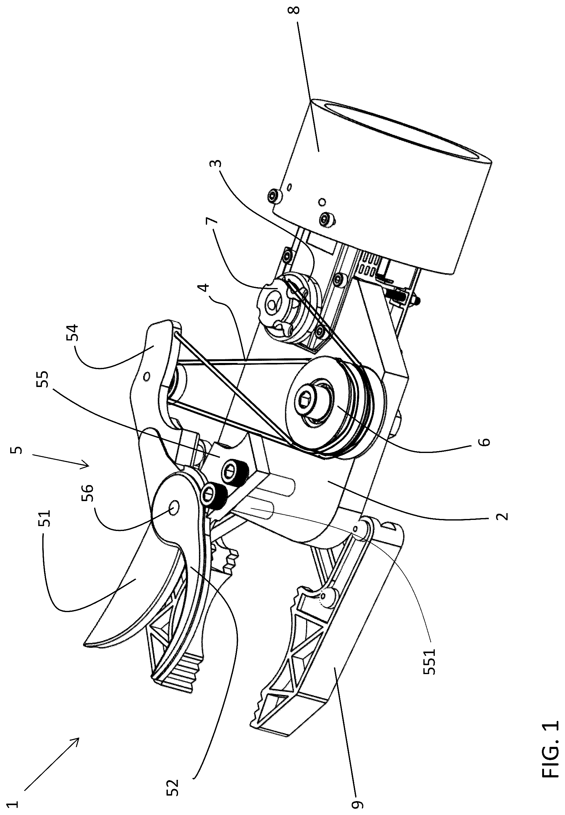 Patent US12508720 Figure 1 – End effector including cutting blade and pulley assembly
