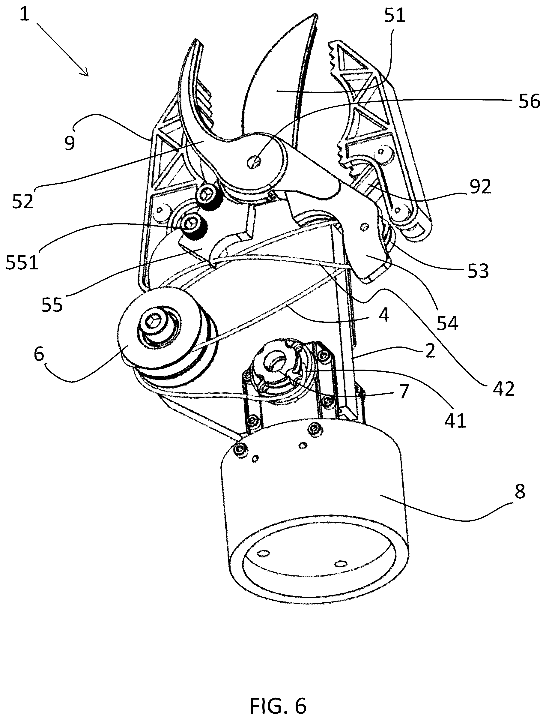 Patent US12508720 Figure 6 – End effector including cutting blade and pulley assembly