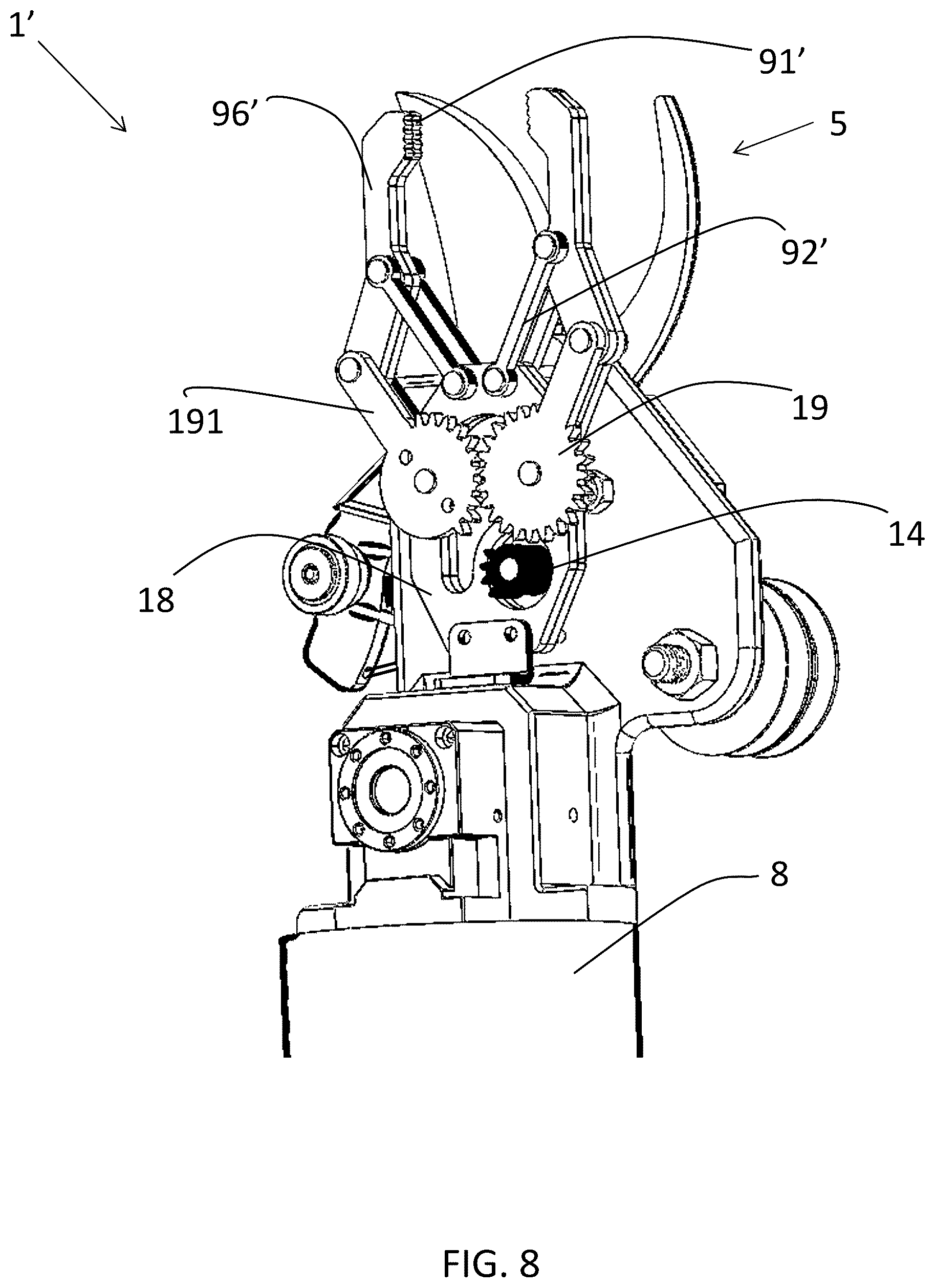 Patent US12508720 Figure 8 – End effector including cutting blade and pulley assembly
