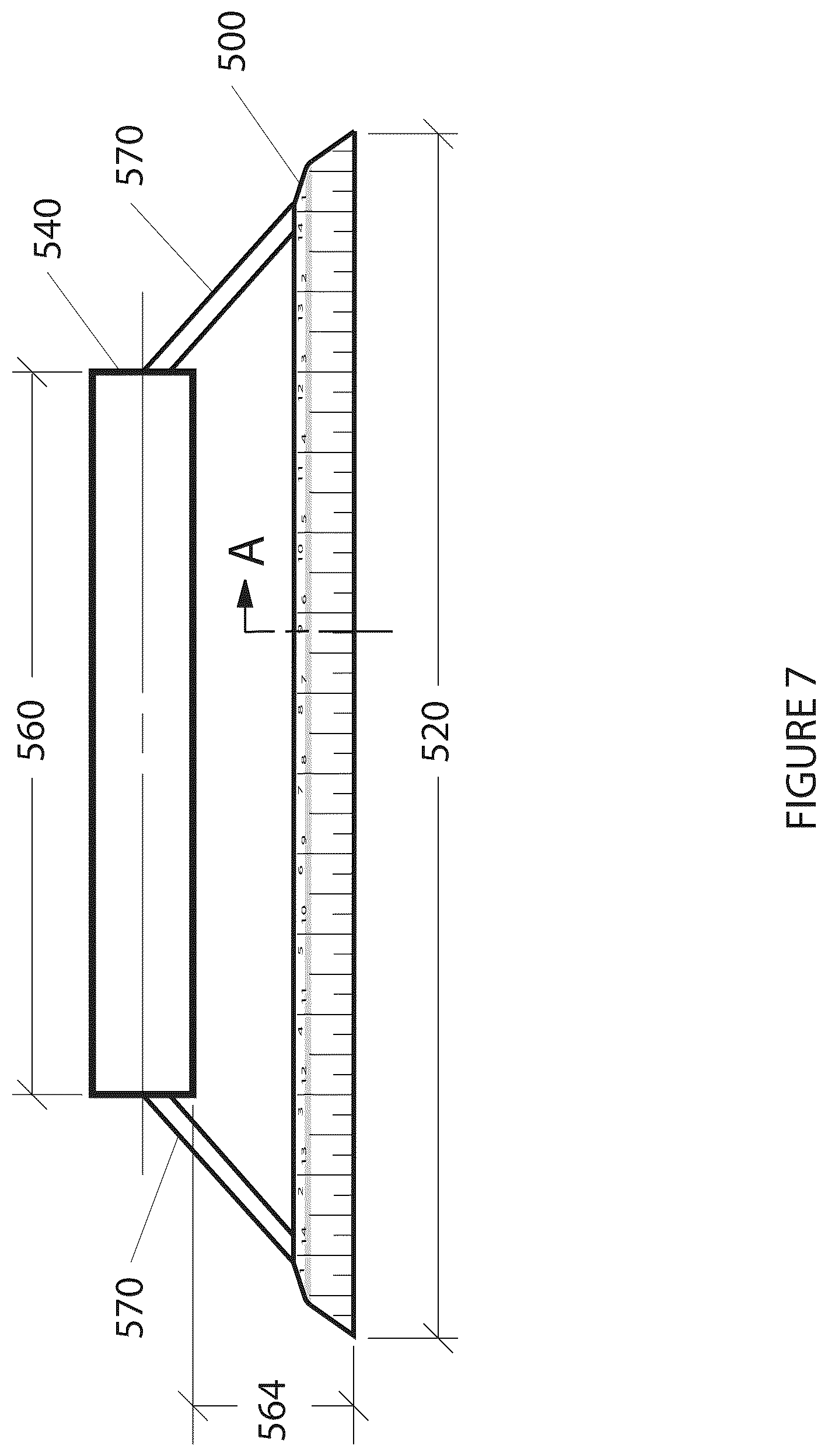 Patent US12508728 Figure 7 – Knife and cutting guide for cutting fibrous or thick sheet materials