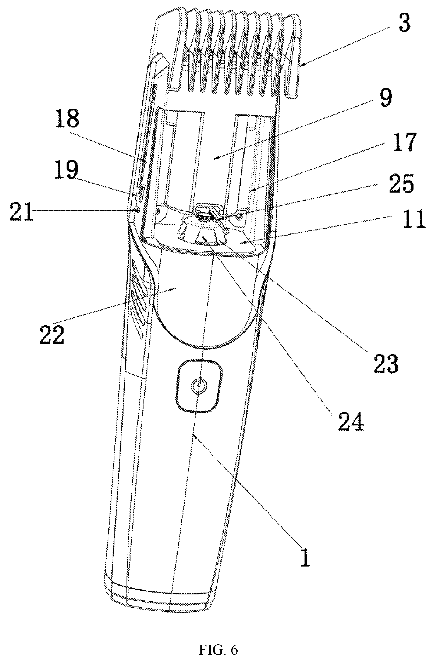 Patent US12508730 Figure 6 – Dust-absorbing electric shaver