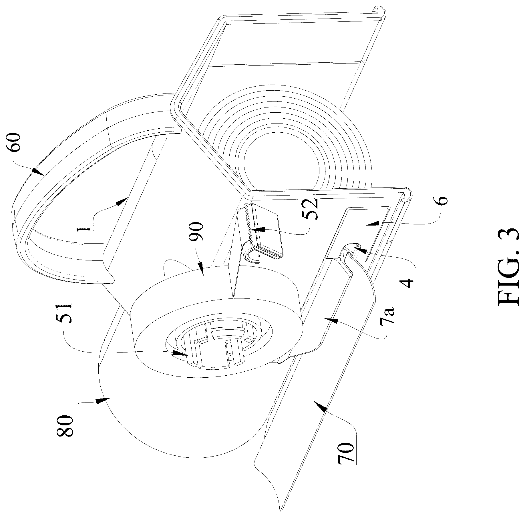 Patent US12508732 Figure 3 – Paper cutting device having a tape cutting assembly