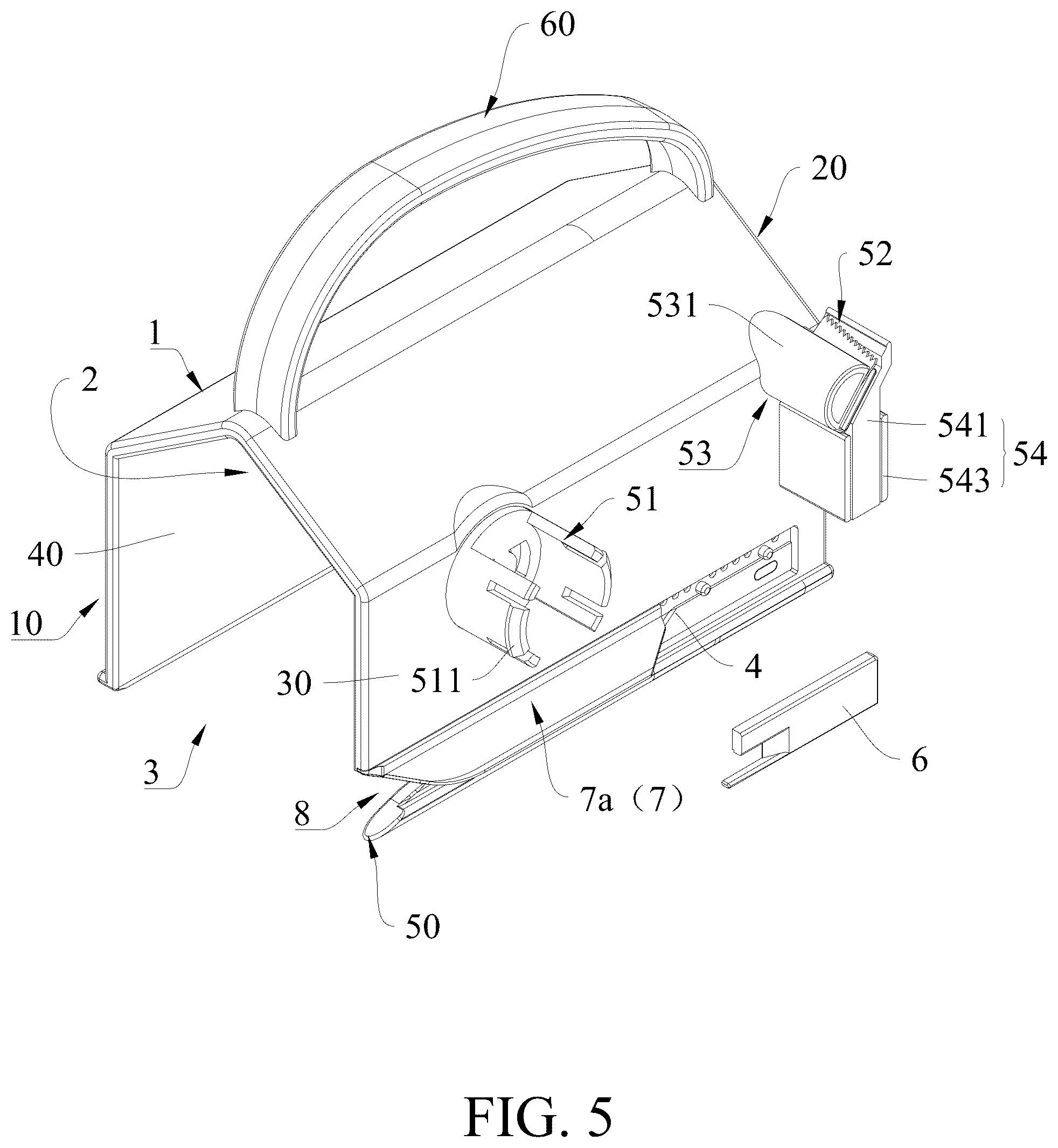 Patent US12508732 Figure 5 – Paper cutting device having a tape cutting assembly