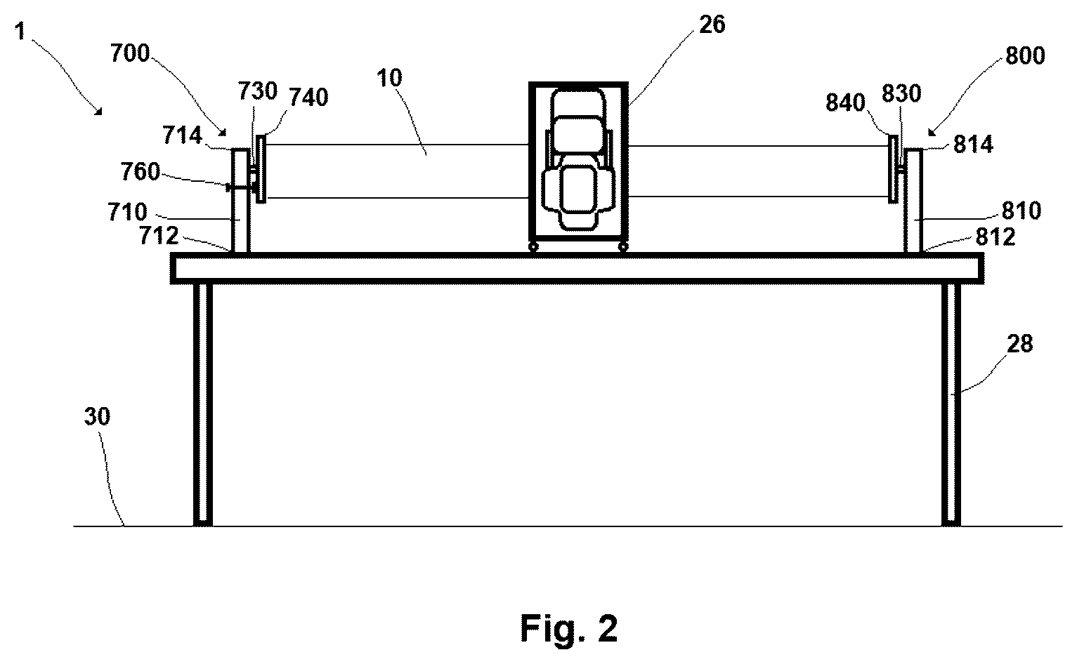 Patent US12508733 Figure 2 – Retaining device for securing wood to a saw mill