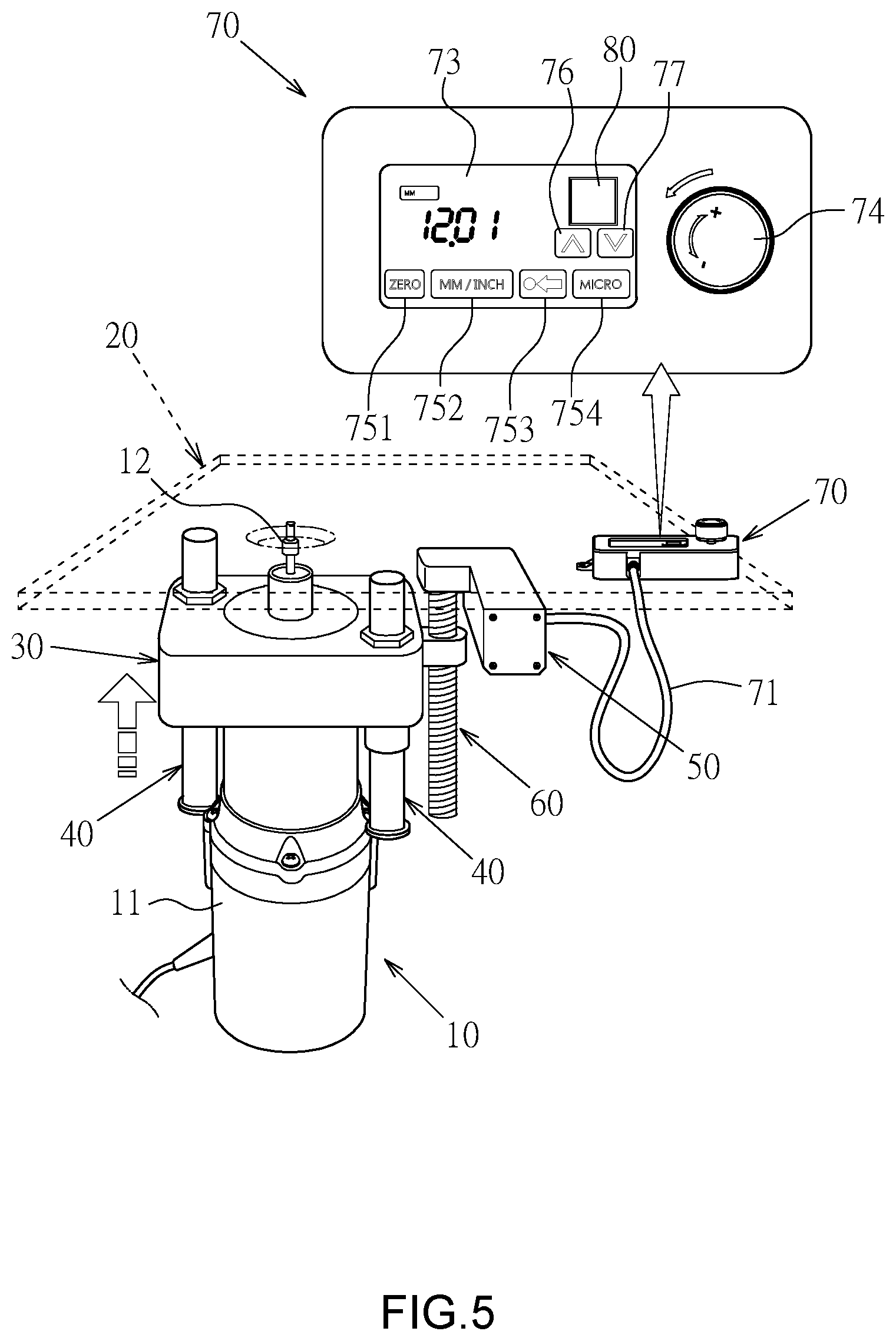 Patent US12508734 Figure 4 – Intuitive electric lifting device for woodworking trimming machine