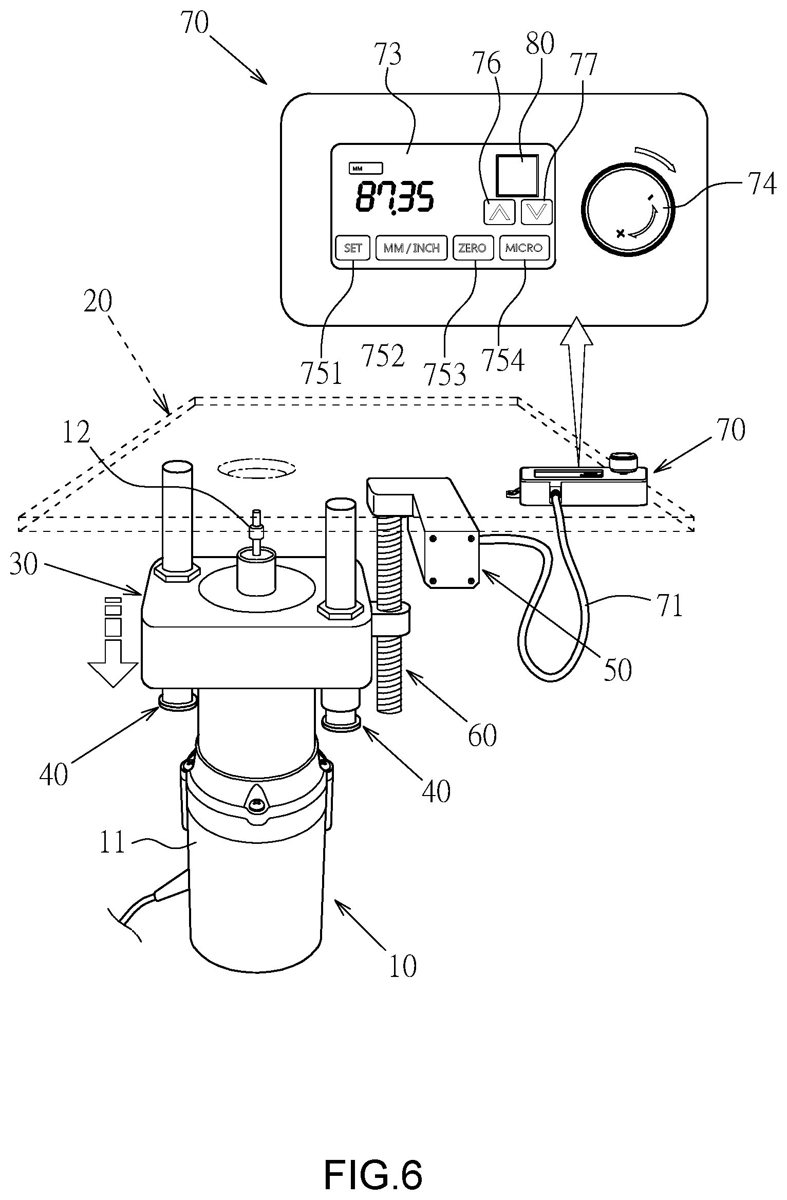 Patent US12508734 Figure 5 – Intuitive electric lifting device for woodworking trimming machine