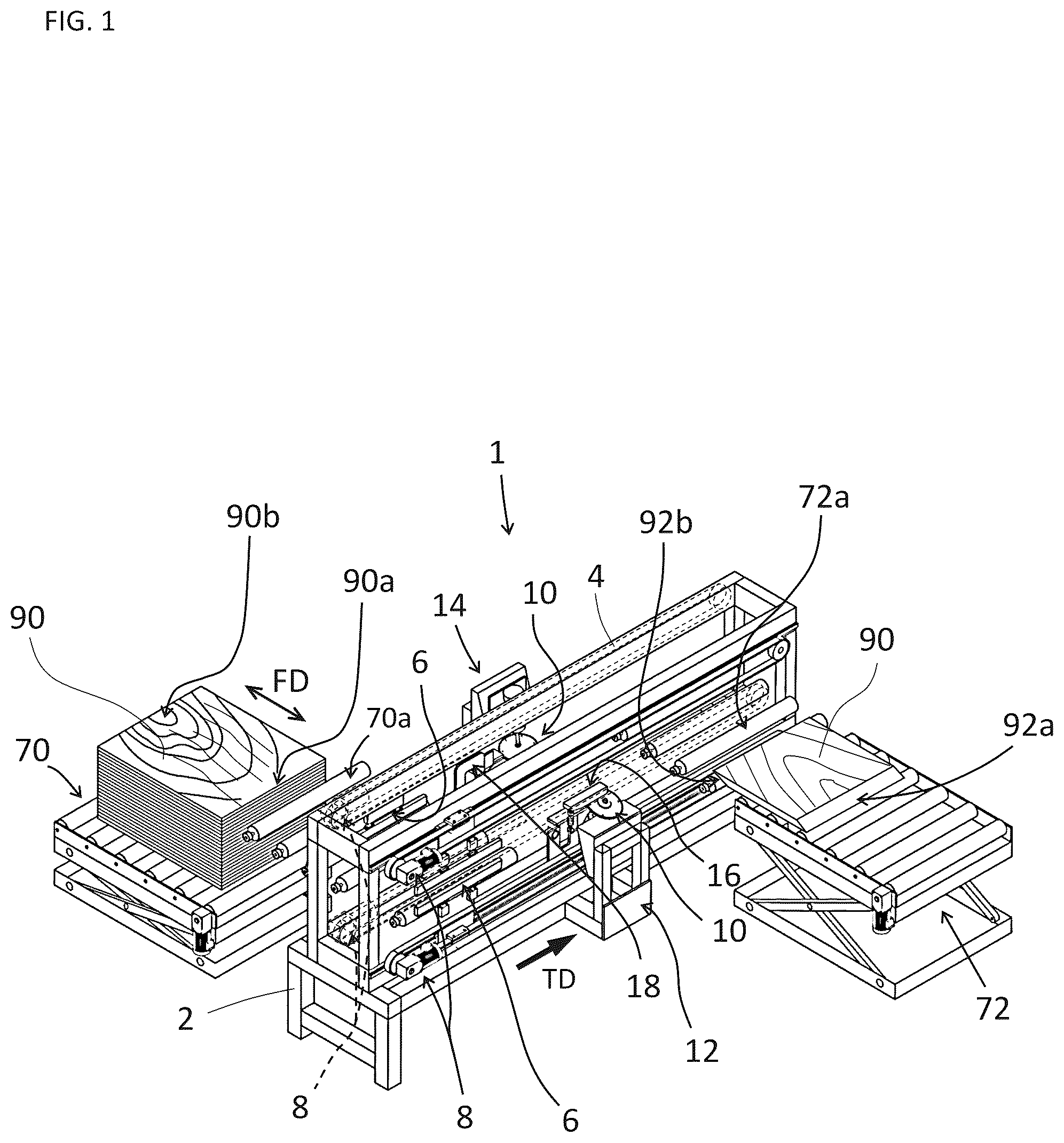 Patent US12508735 Figure 1 – Scarfing machine