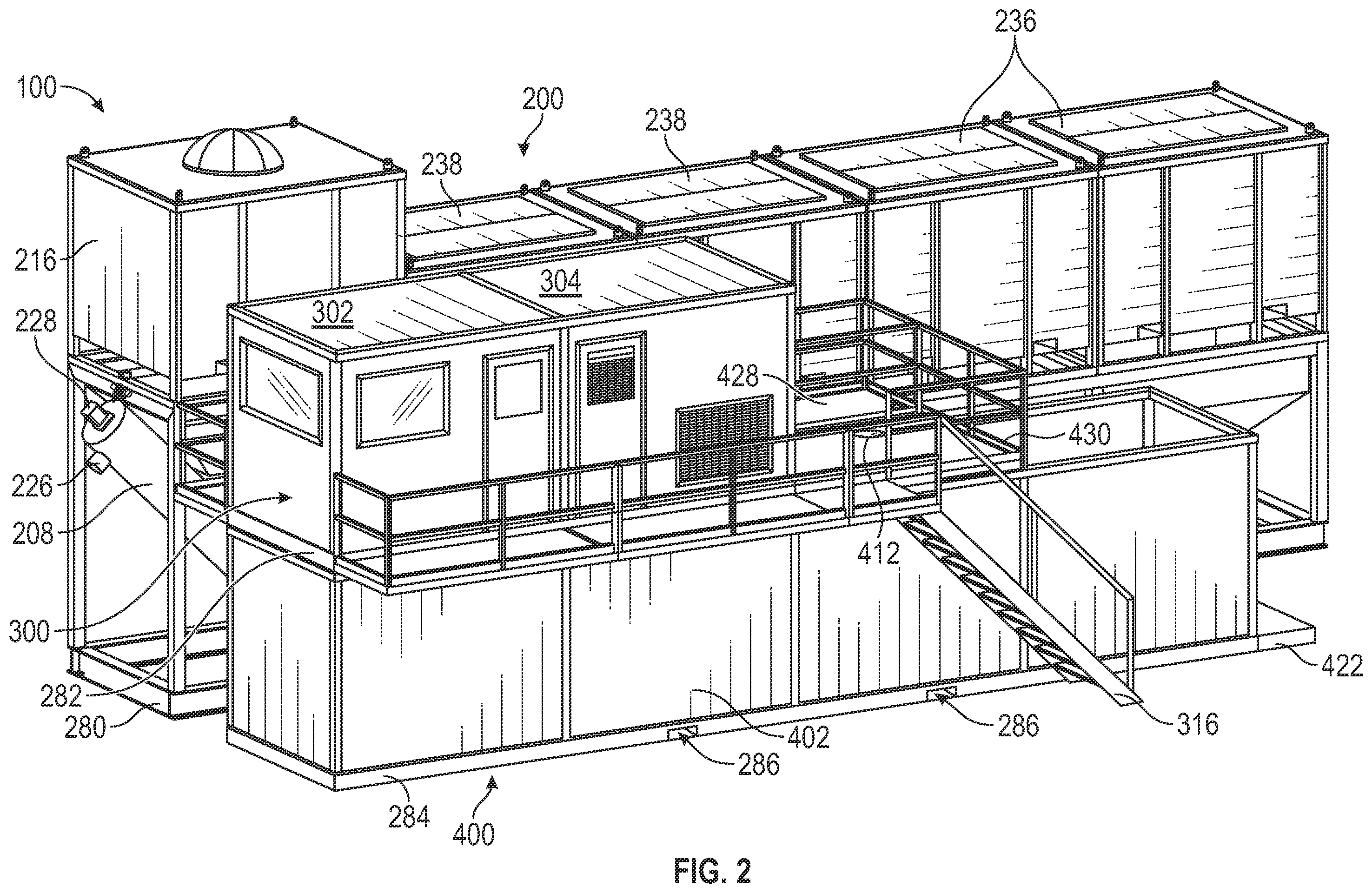 Patent US12508740 Figure 2 – Modular concrete production system and method