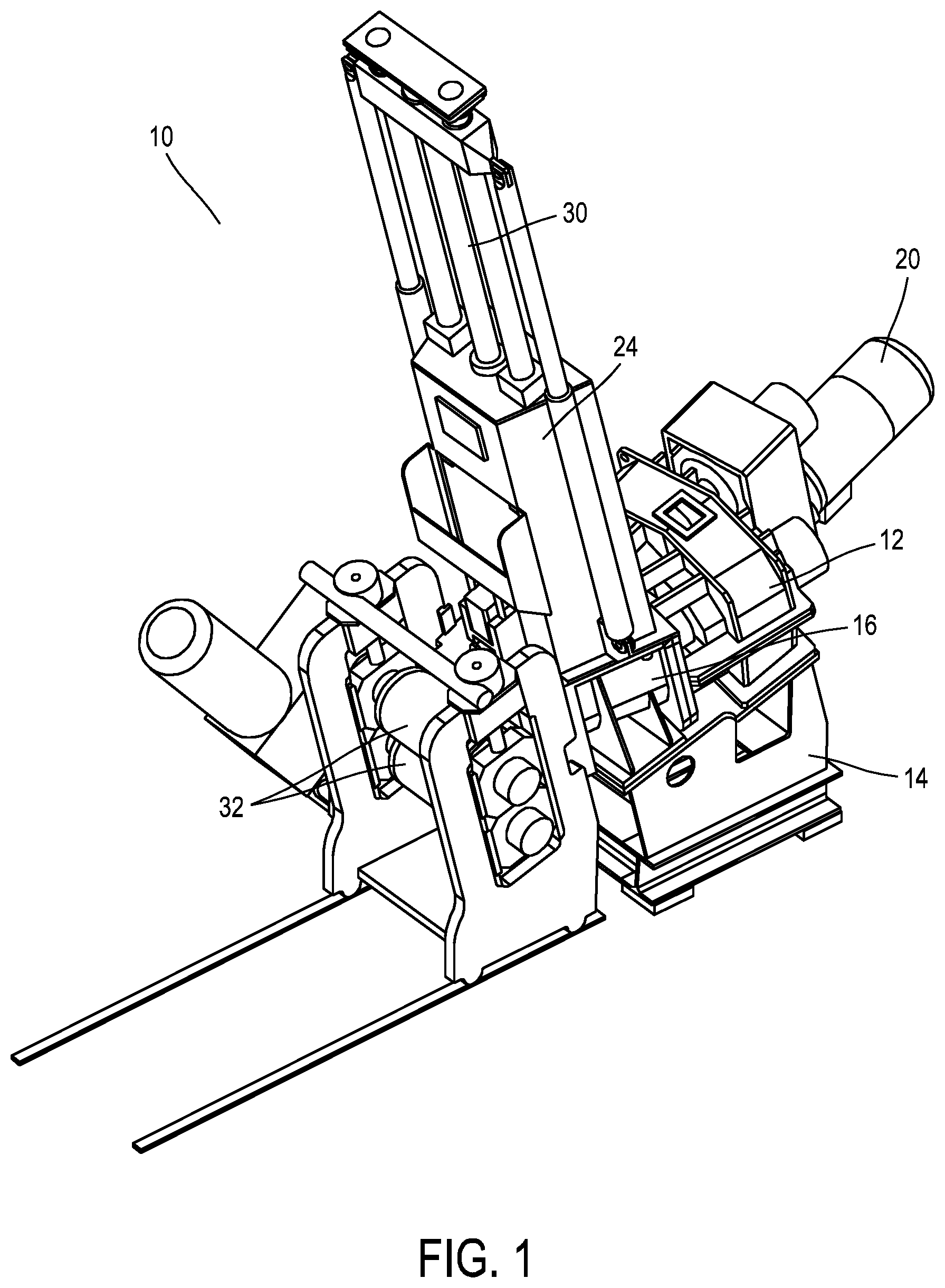Patent US12508742 Figure 1 – Mixing and extrusion machine with self-cleaning twin screw and method of use