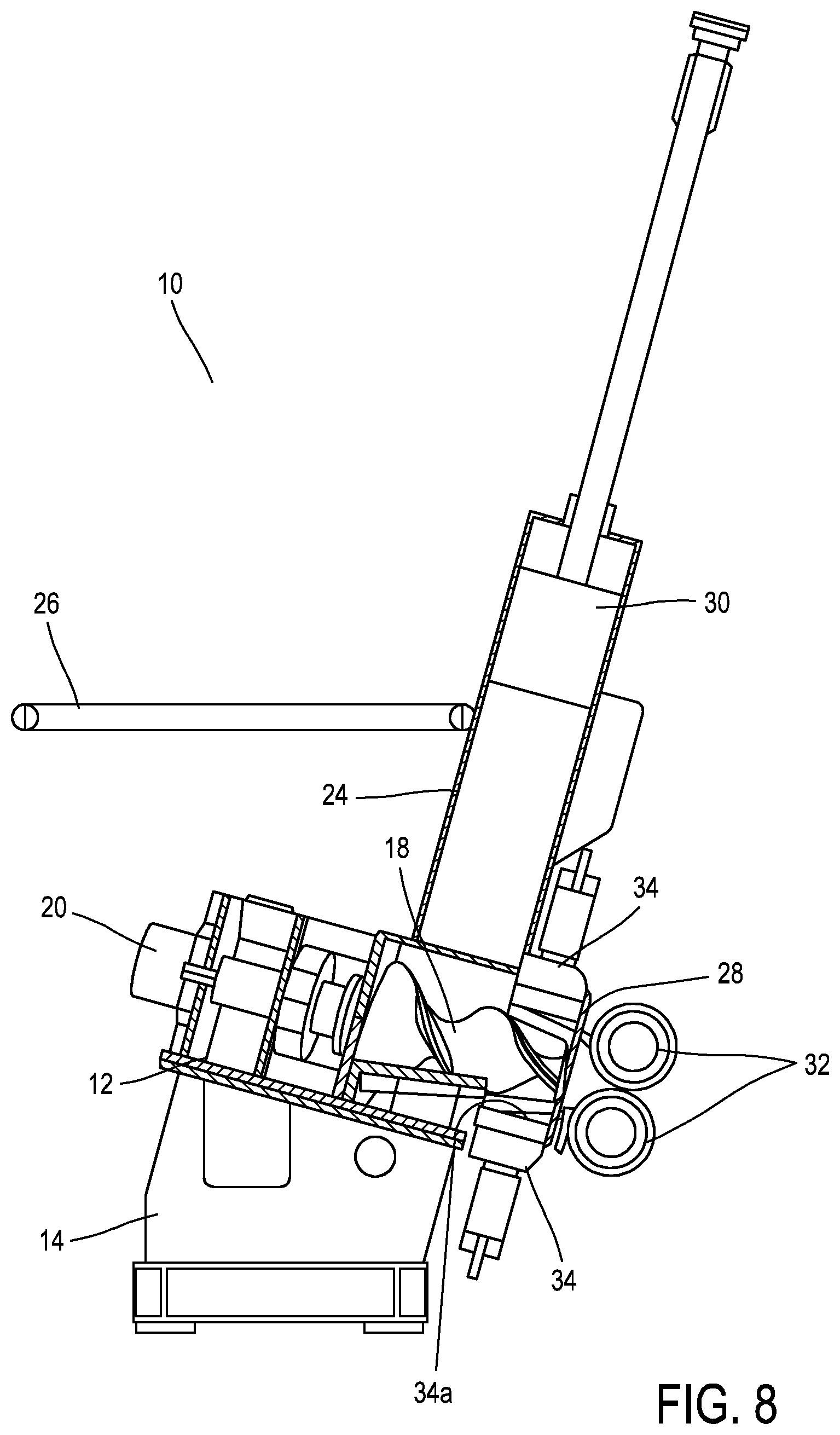 Patent US12508742 Figure 5 – Mixing and extrusion machine with self-cleaning twin screw and method of use