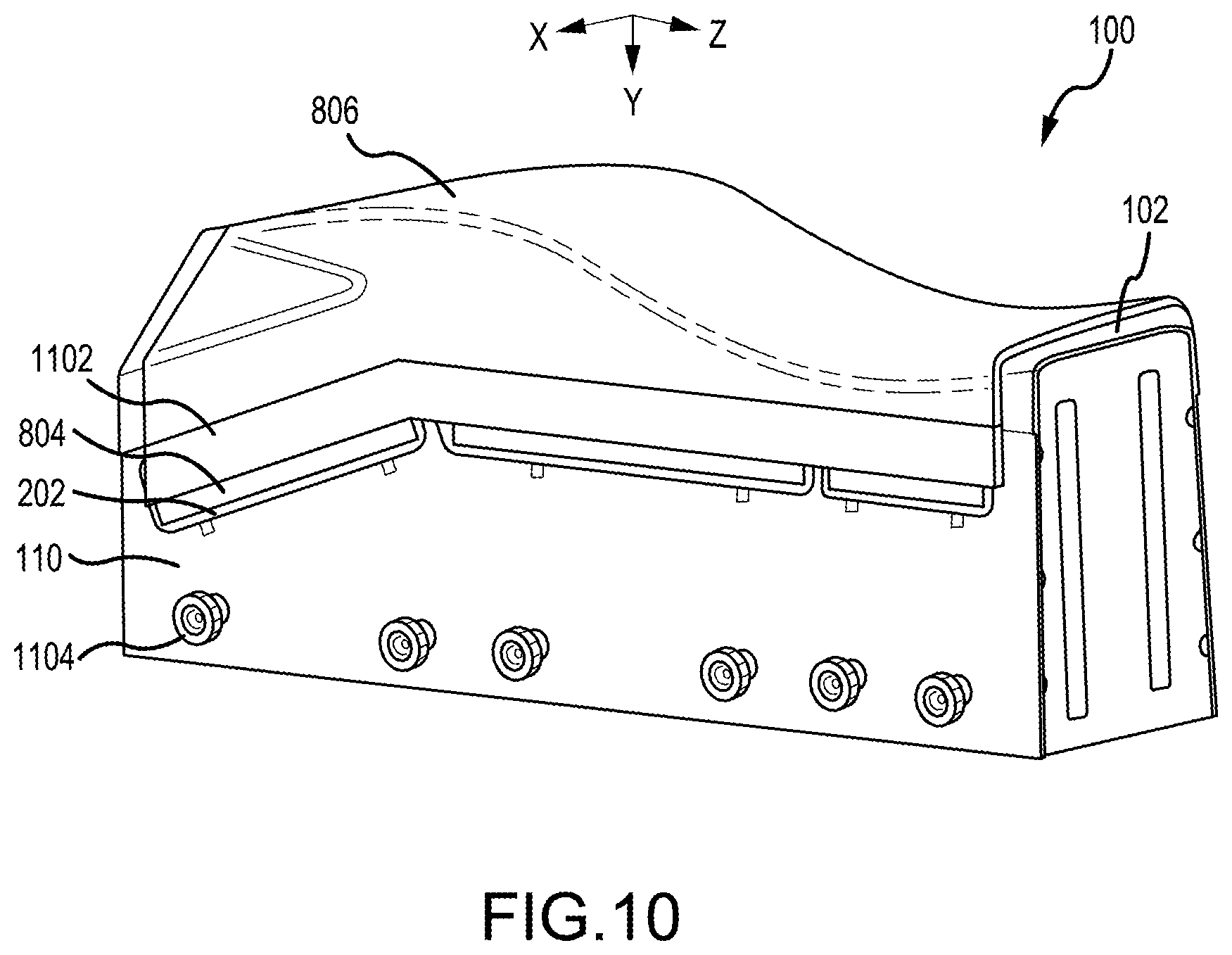 Patent US12508747 Figure 11 – Systems and methods for bladder pressure forming a preform into a shaped body