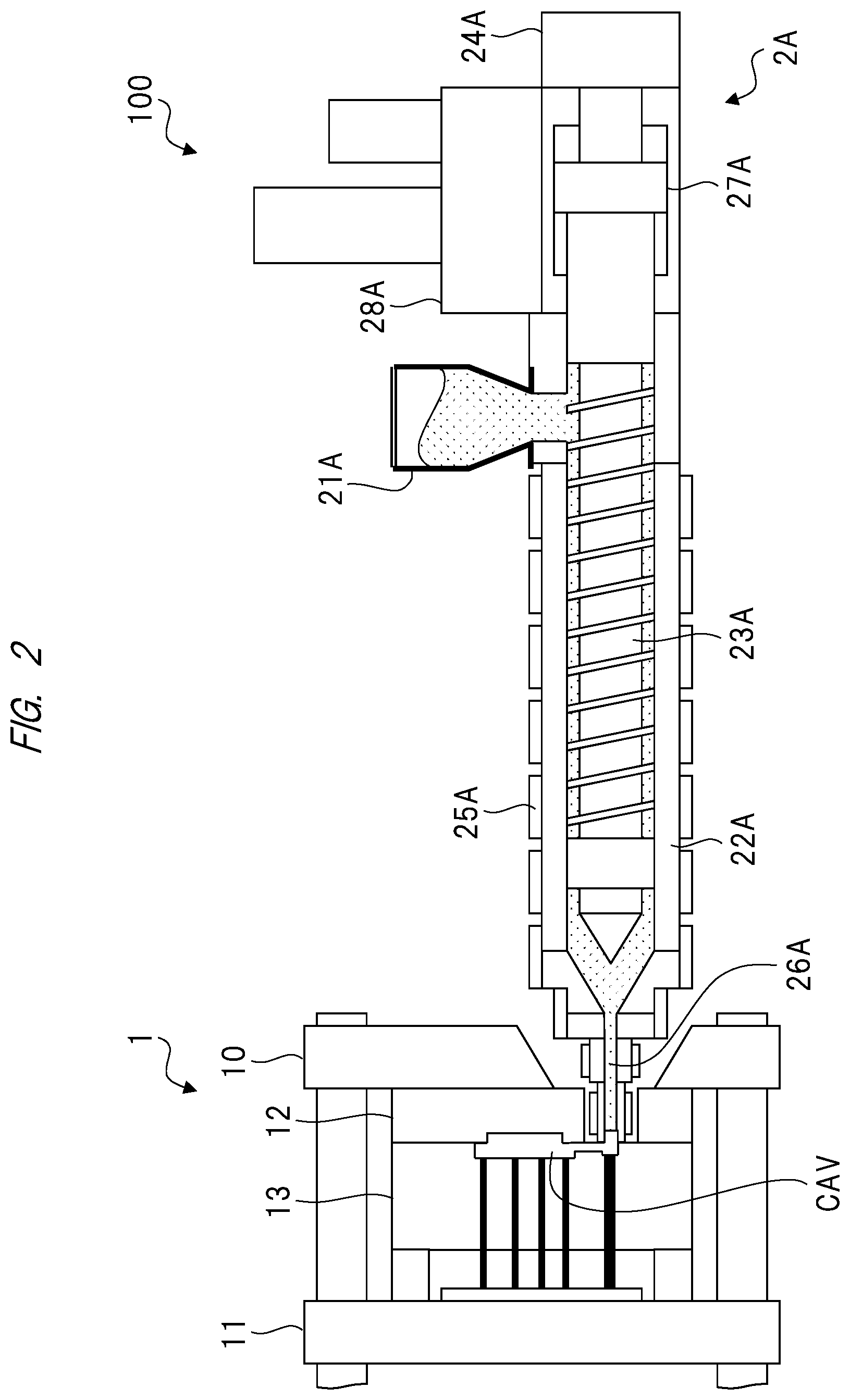 Patent US12508758 Figure 2 – Injection molding machine and method of controlling the same