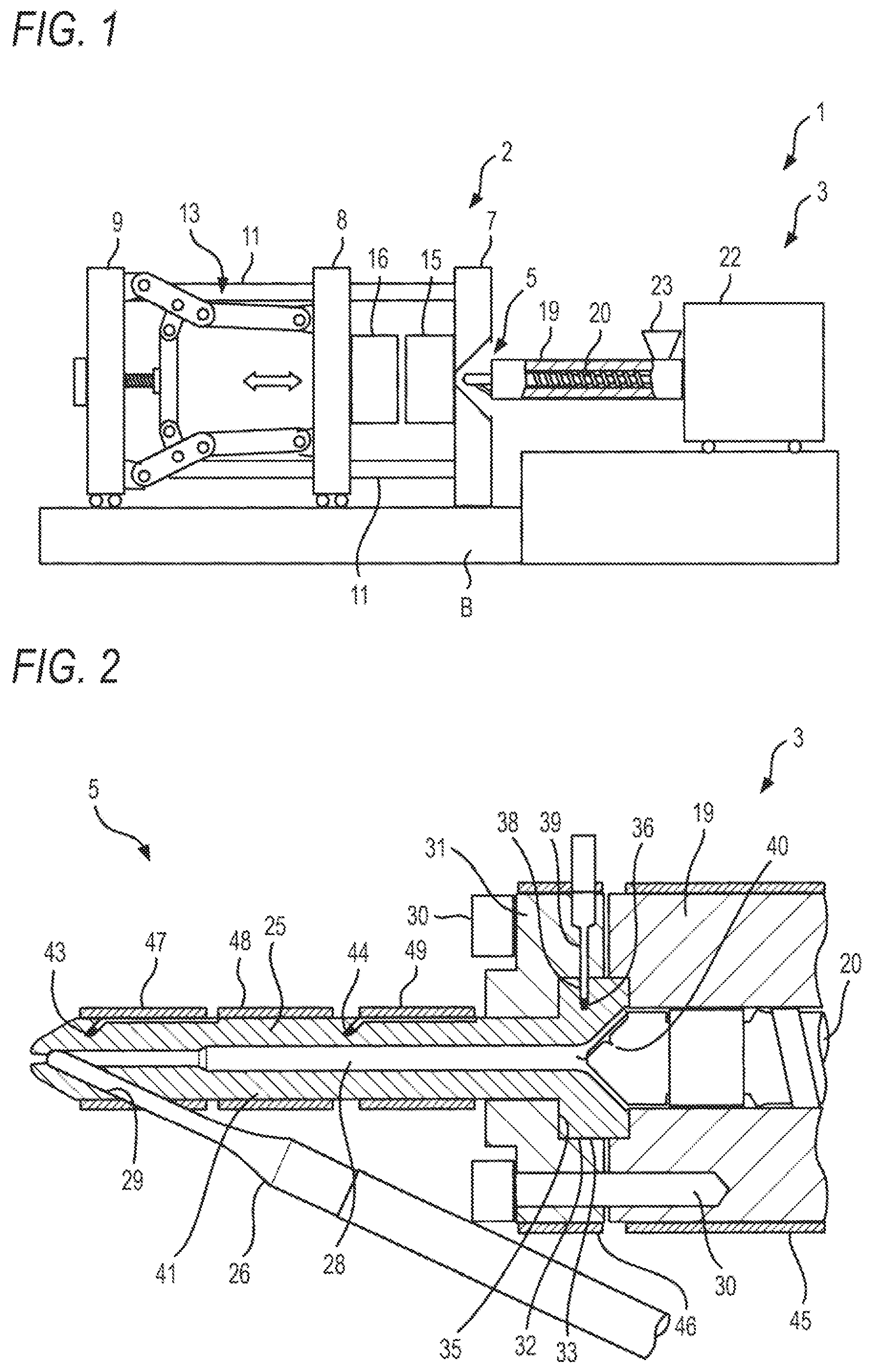 Patent US12508760 Figure 1 – Injection nozzle, injection apparatus, and injection molding machine