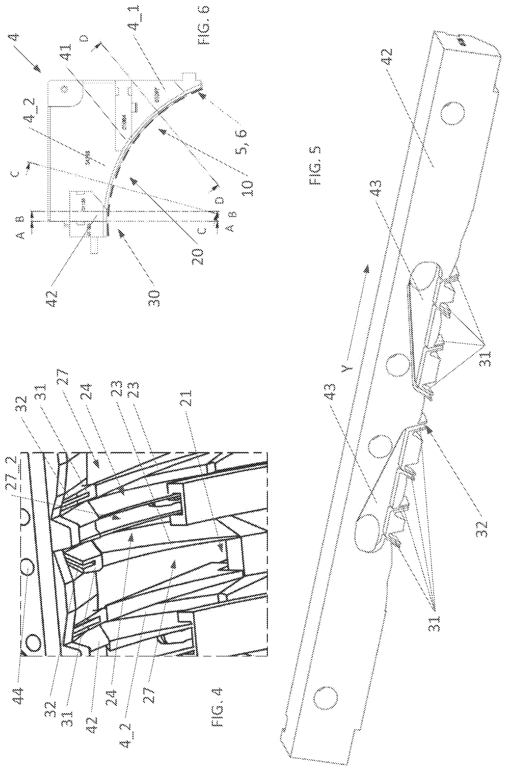 Patent US12508762 Figure 3 – Process for manufacturing a tread by coextrusion with integration of a decoupling interface between tread pattern blocks and reinforcing wedges
