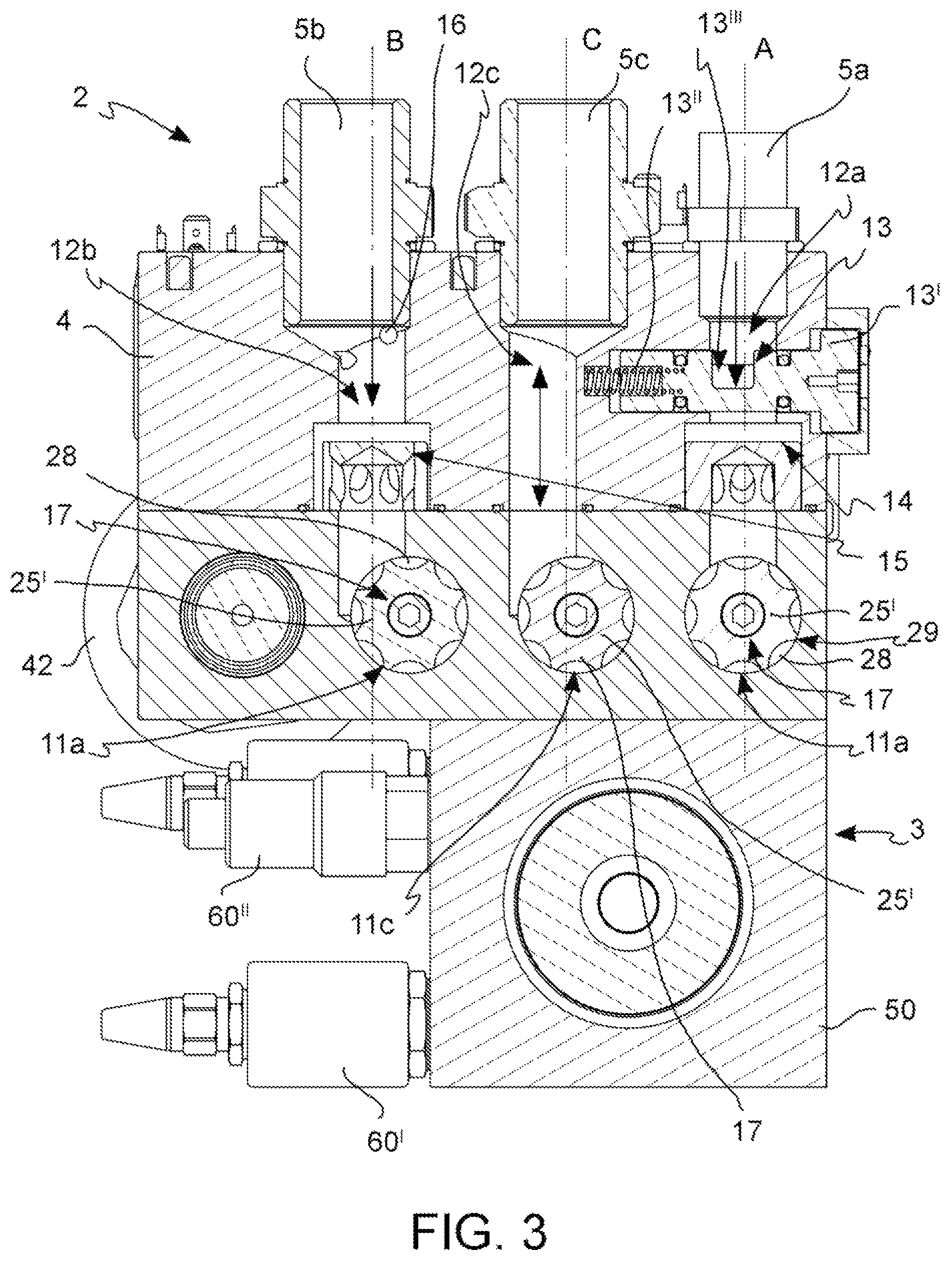 Patent US12508764 Figure 3 – Valve assembly for blowing or draw-blowing bottles made of polymer material
