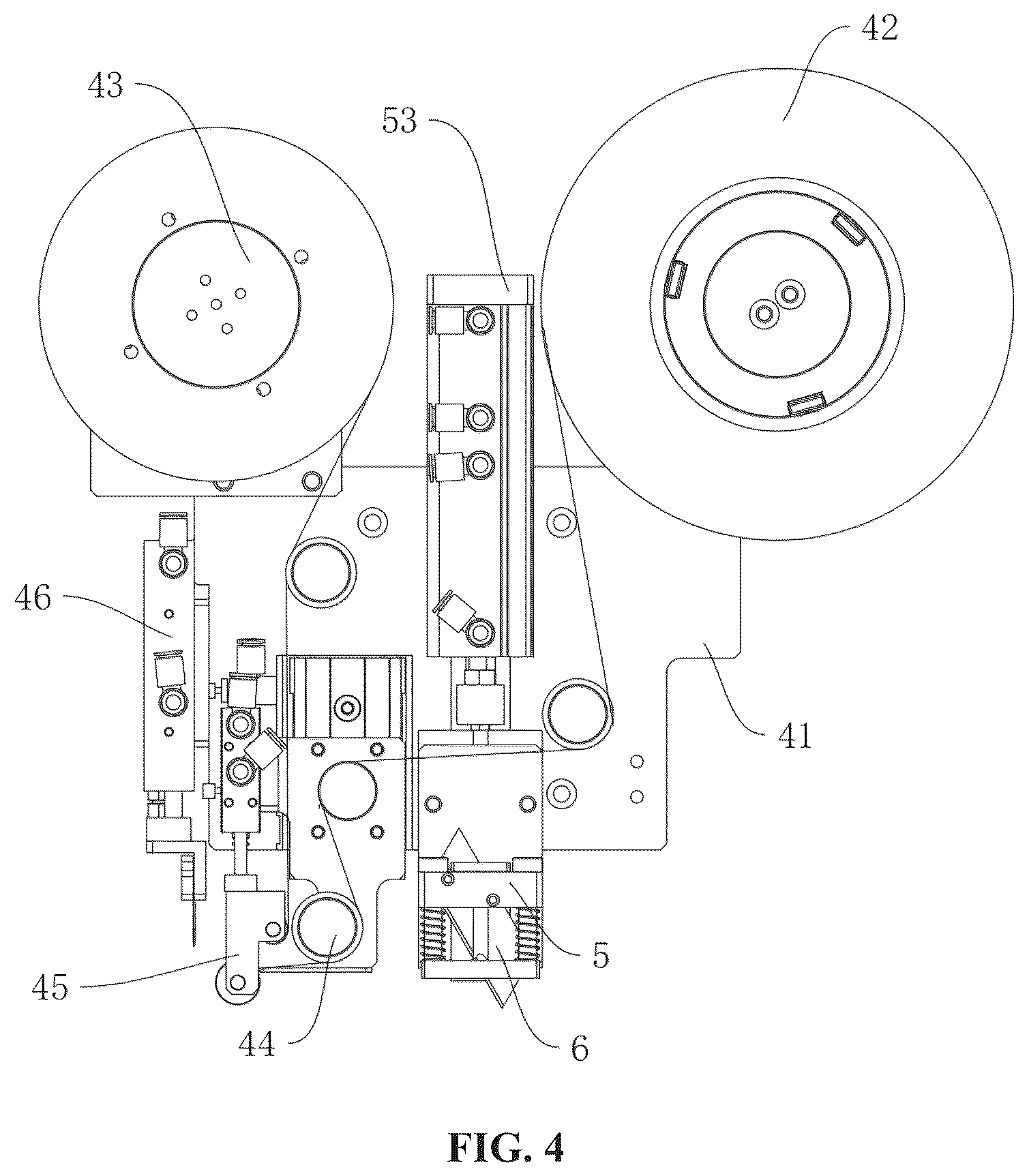Patent US12508777 Figure 3 – Tape pasting mechanism with multiple functions of clutch-type synchronous punching, tape pasting and cutting