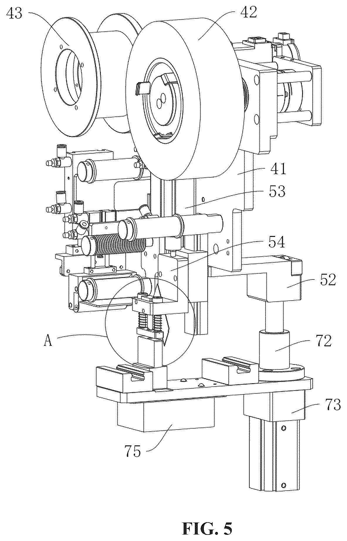 Patent US12508777 Figure 4 – Tape pasting mechanism with multiple functions of clutch-type synchronous punching, tape pasting and cutting