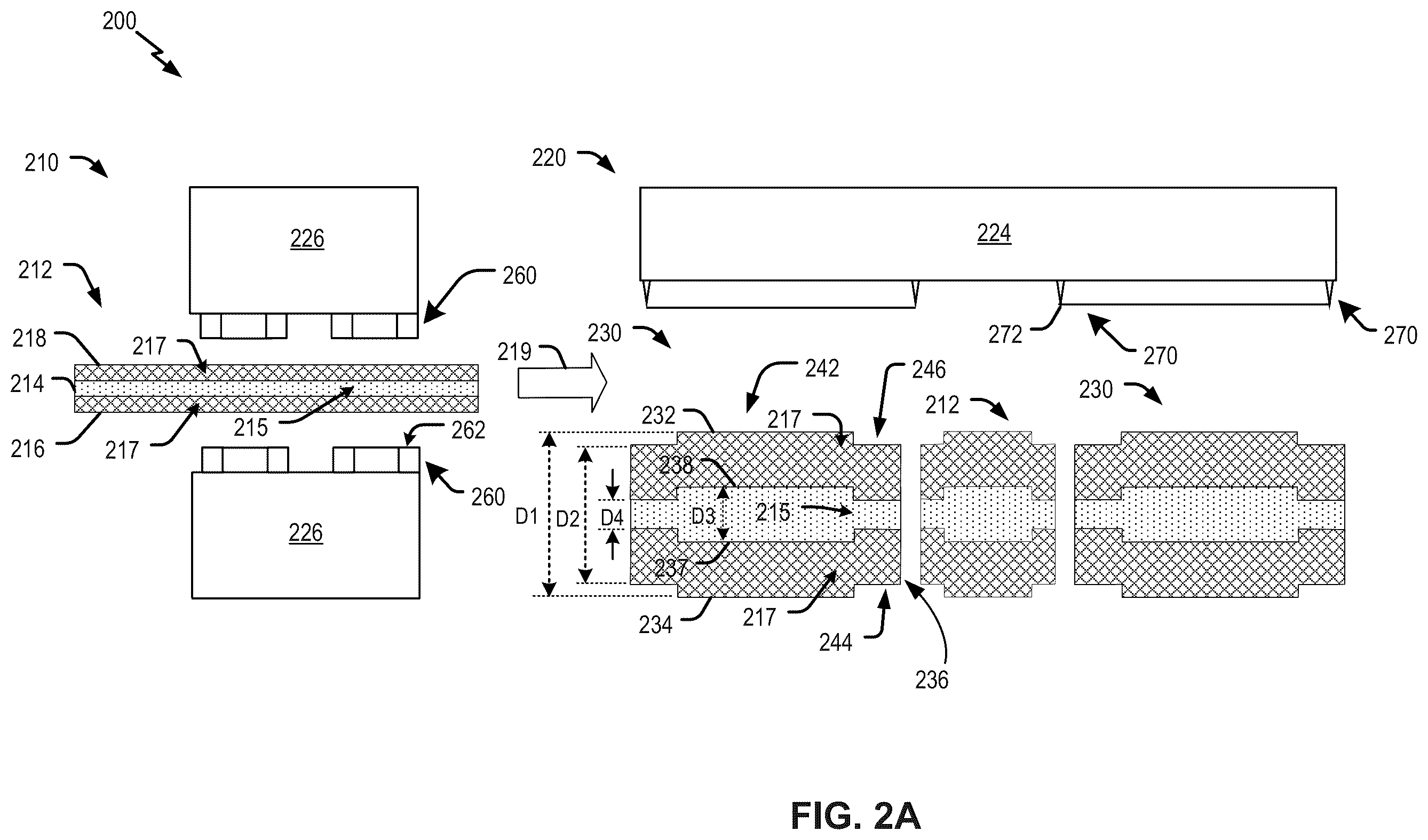 Patent US12508788 Figure 2 – Methods, apparatuses, and systems for edge sealing laminate wafers containing a soft deformable inner film