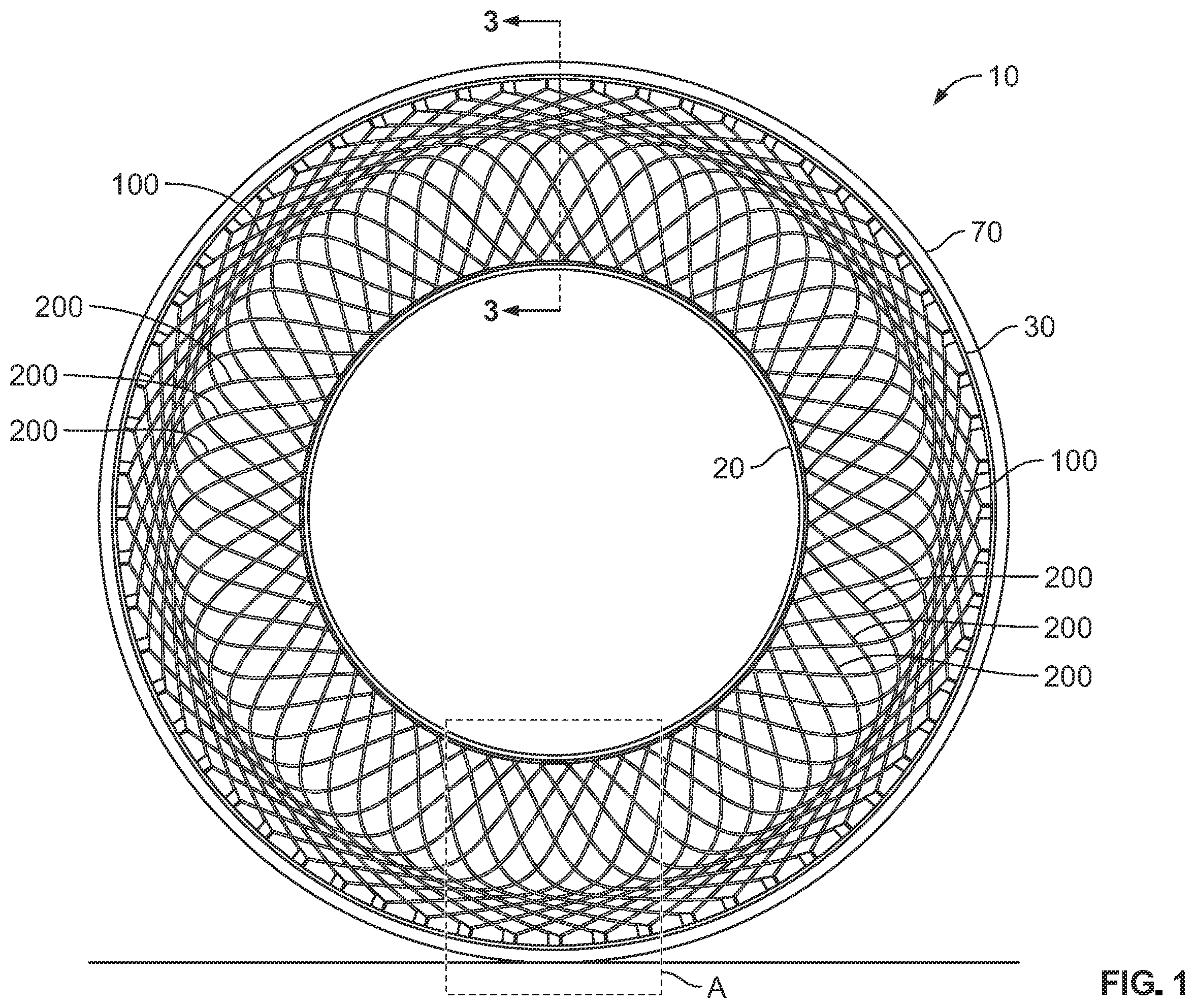 Patent US12508842 Figure 1 – Mounting arrangement of self-supporting spoke structure for non-pneumatic tire