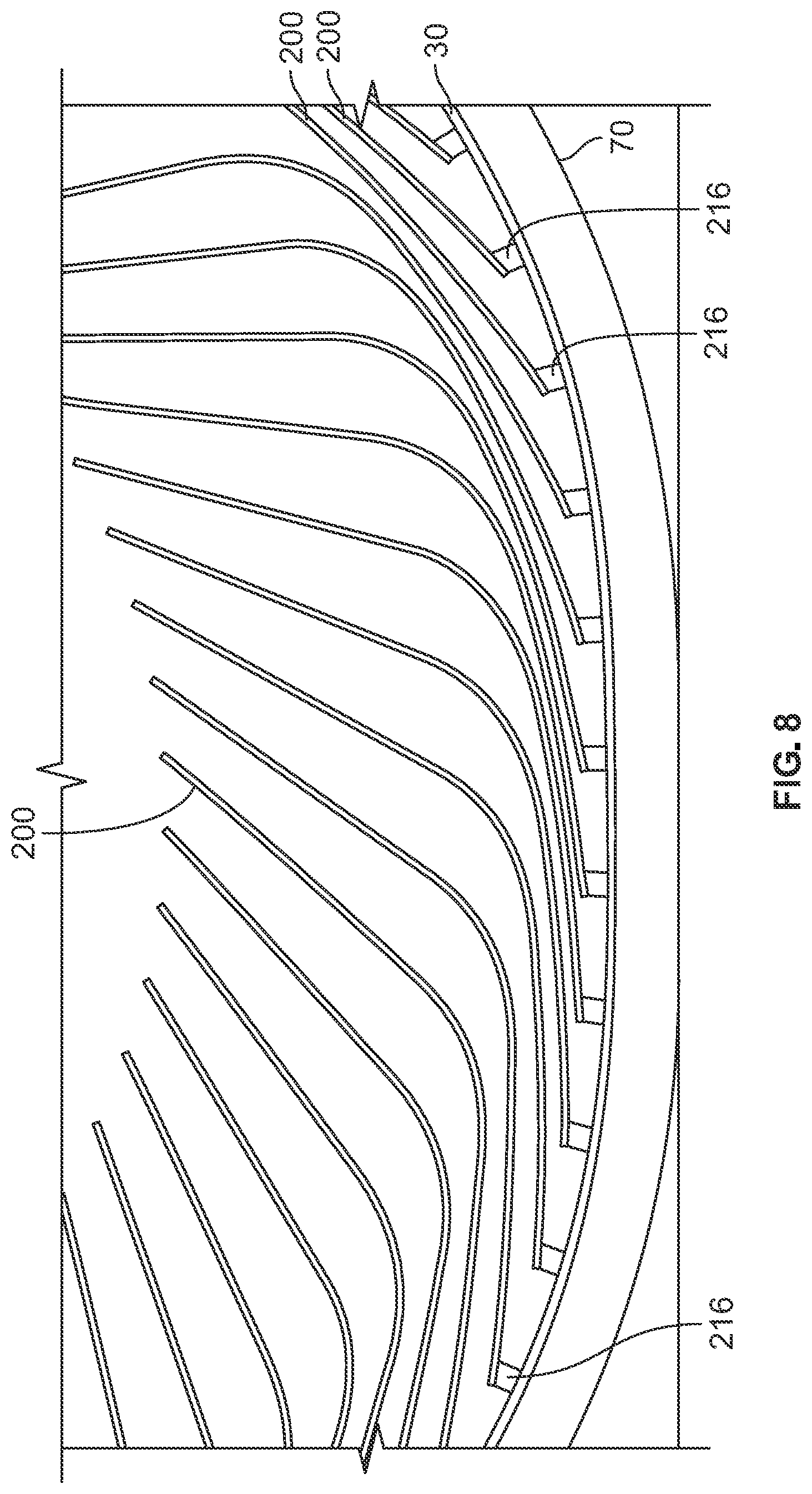 Patent US12508842 Figure 8 – Mounting arrangement of self-supporting spoke structure for non-pneumatic tire