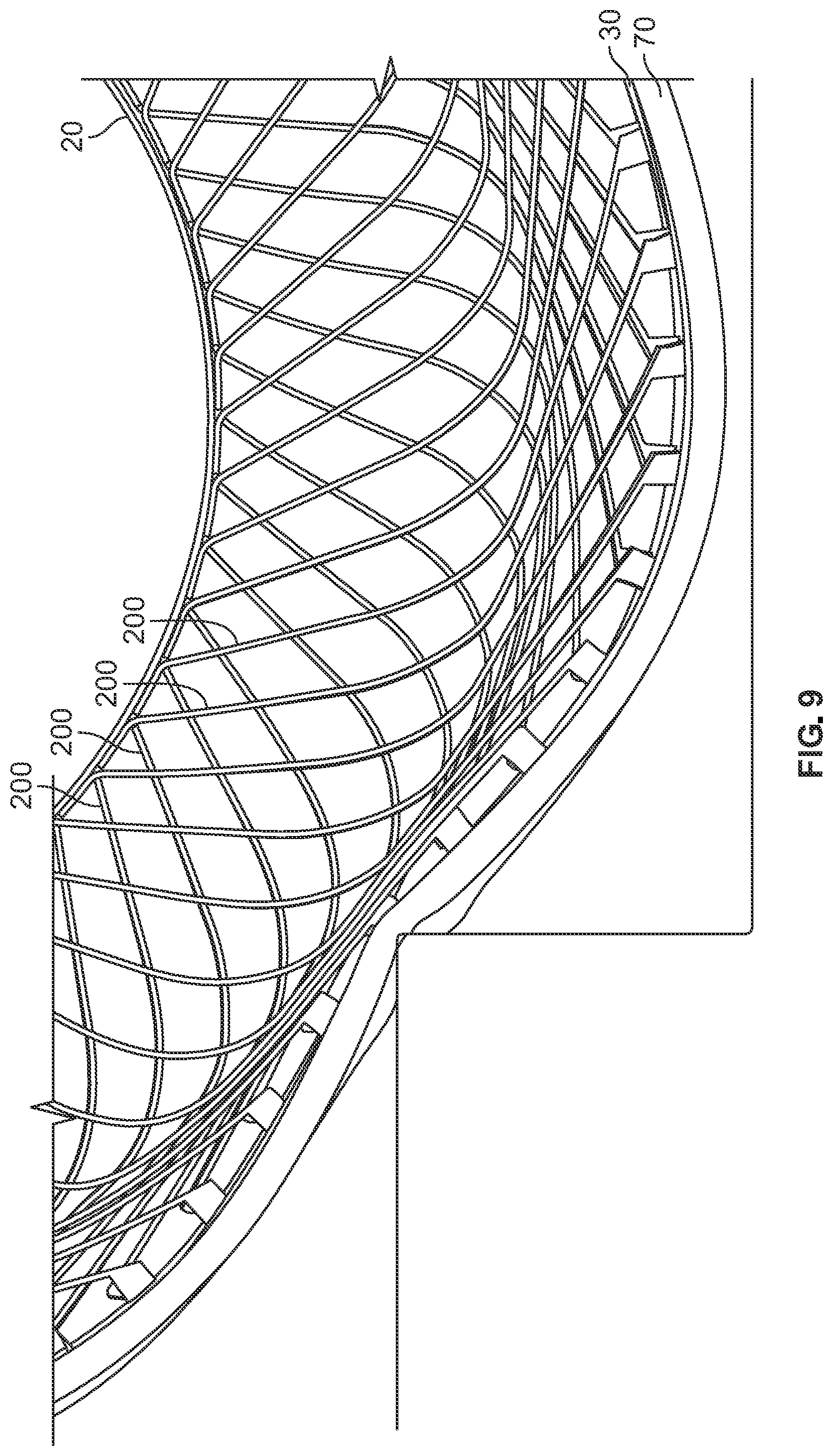 Patent US12508842 Figure 9 – Mounting arrangement of self-supporting spoke structure for non-pneumatic tire