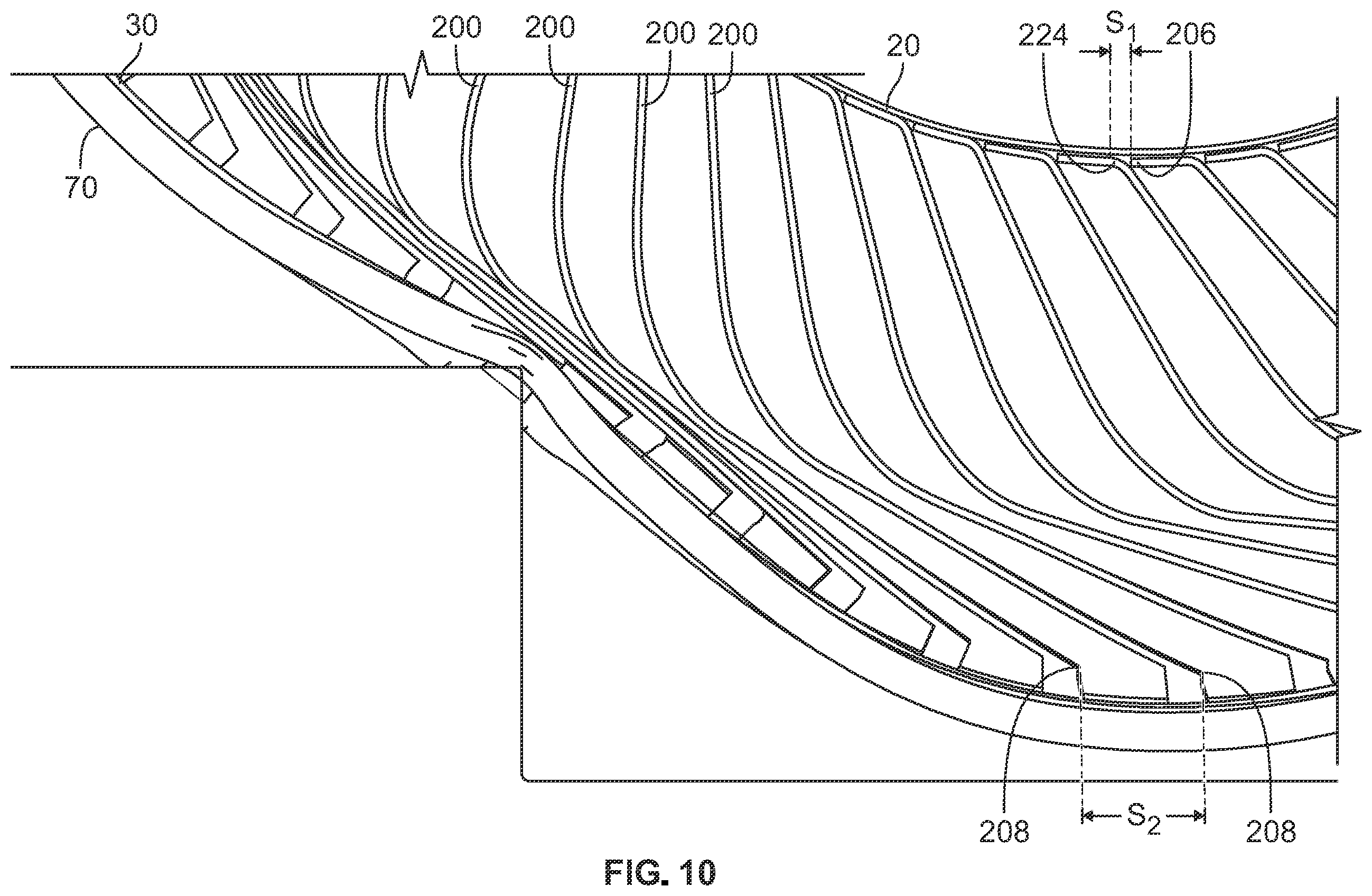 Patent US12508842 Figure 10 – Mounting arrangement of self-supporting spoke structure for non-pneumatic tire