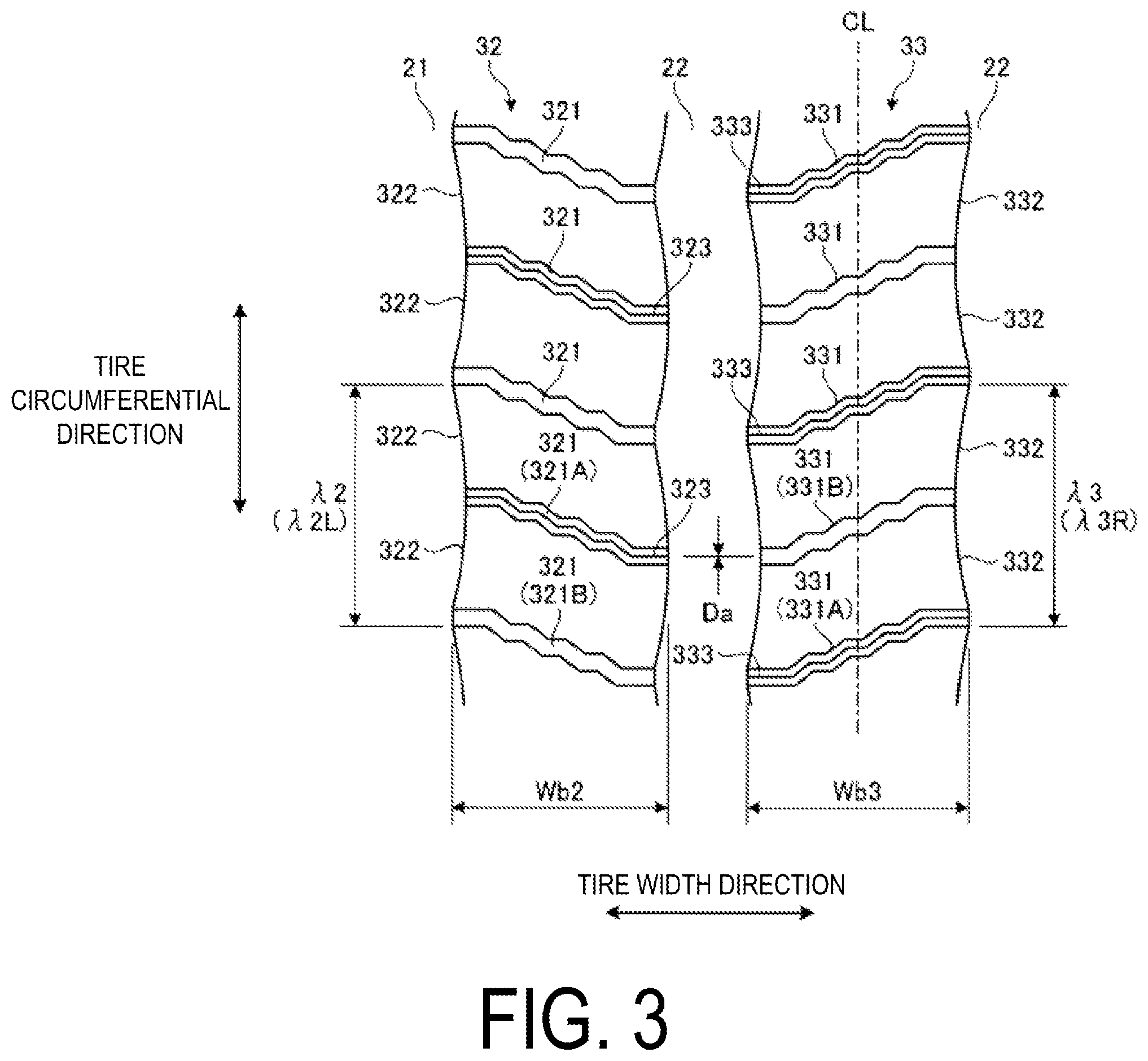 Patent US12508846 Figure 3 – Tire