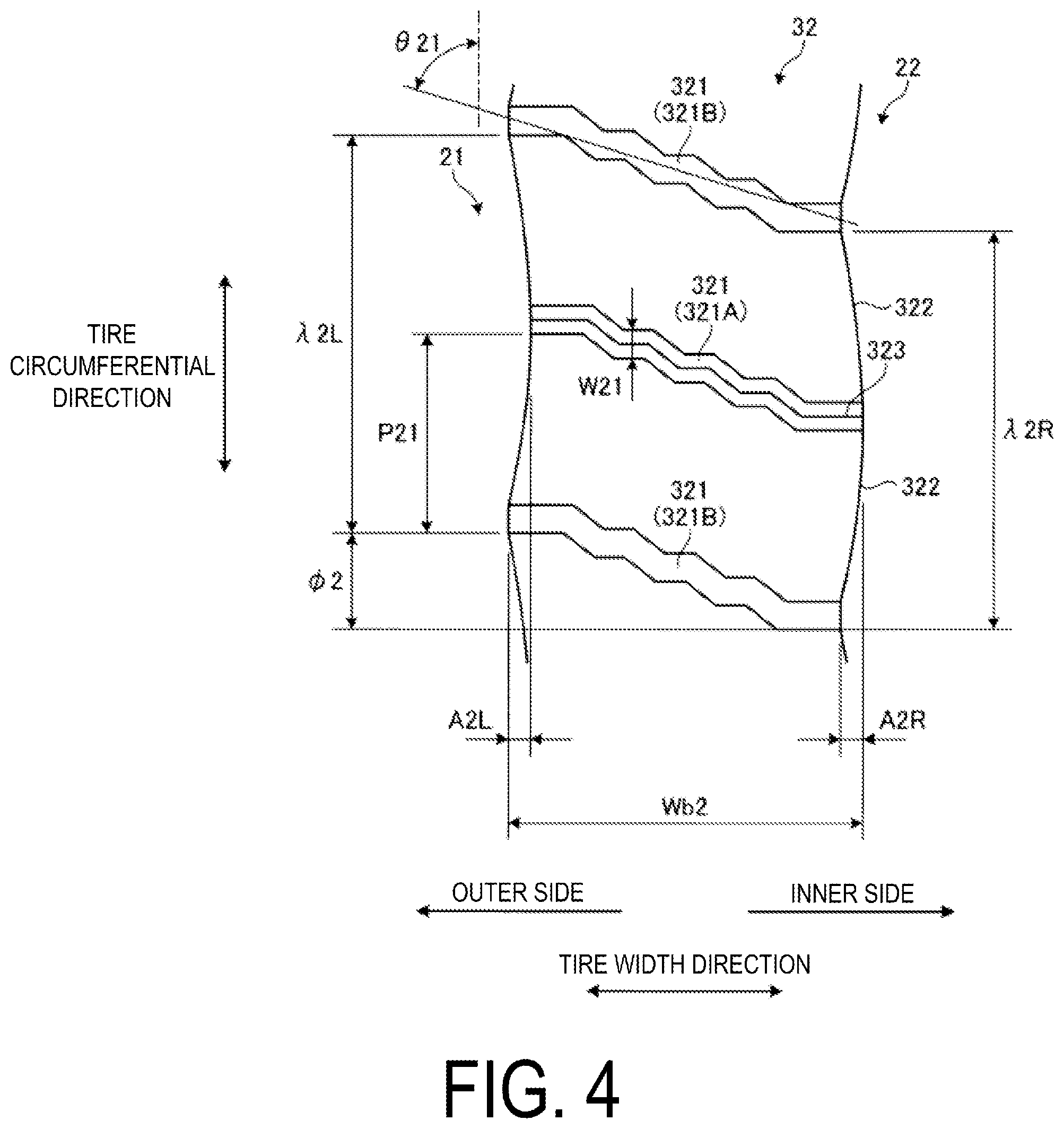 Patent US12508846 Figure 4 – Tire