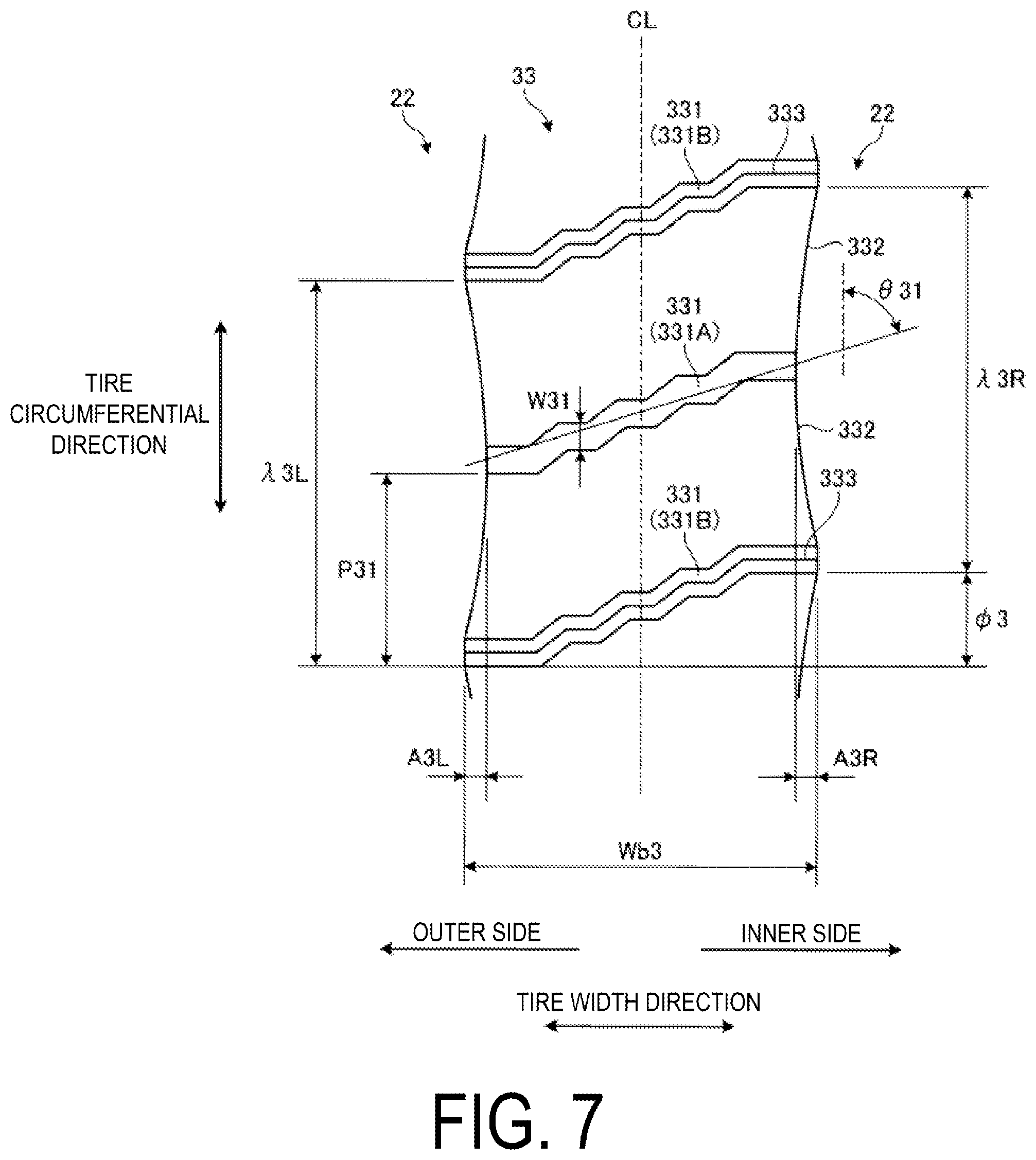 Patent US12508846 Figure 7 – Tire