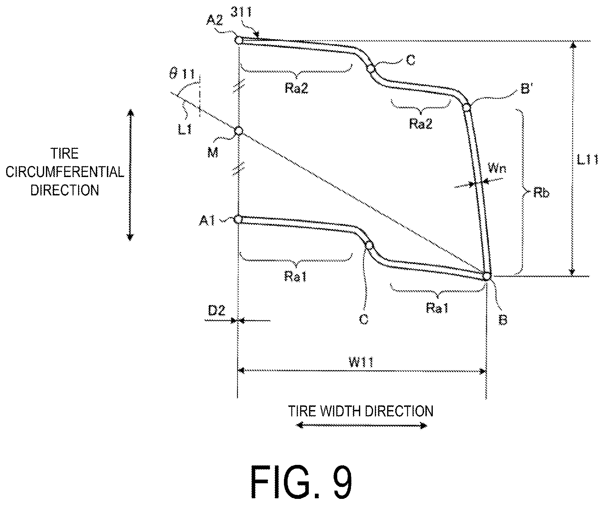 Patent US12508846 Figure 9 – Tire
