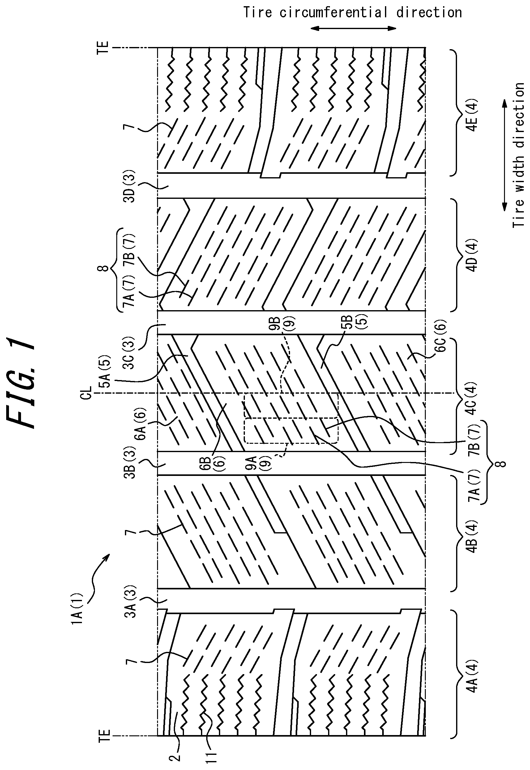 Patent US12508847 Figure 1 – Tire