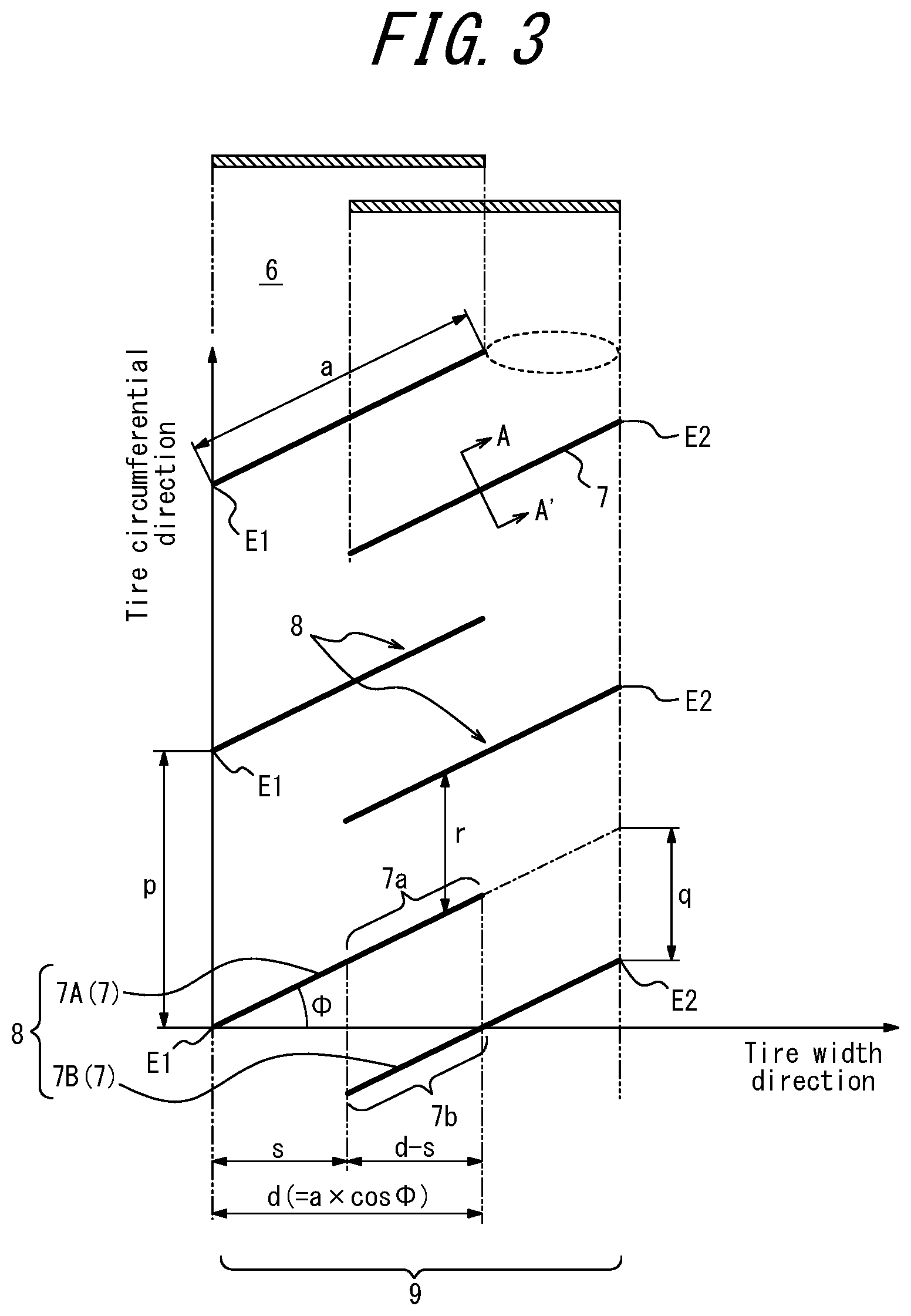 Patent US12508847 Figure 3 – Tire
