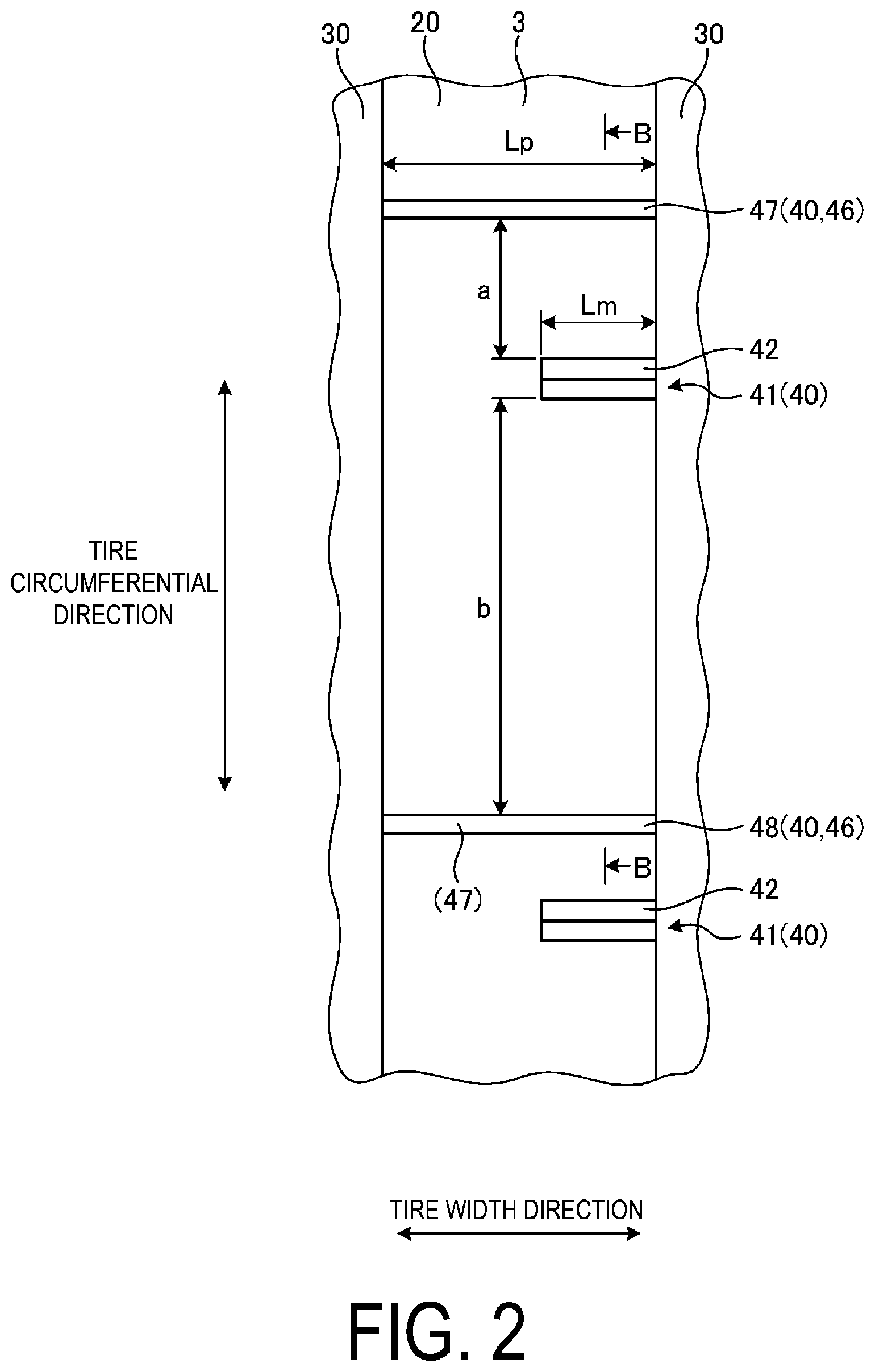 Patent US12508848 Figure 2 – Pneumatic tire